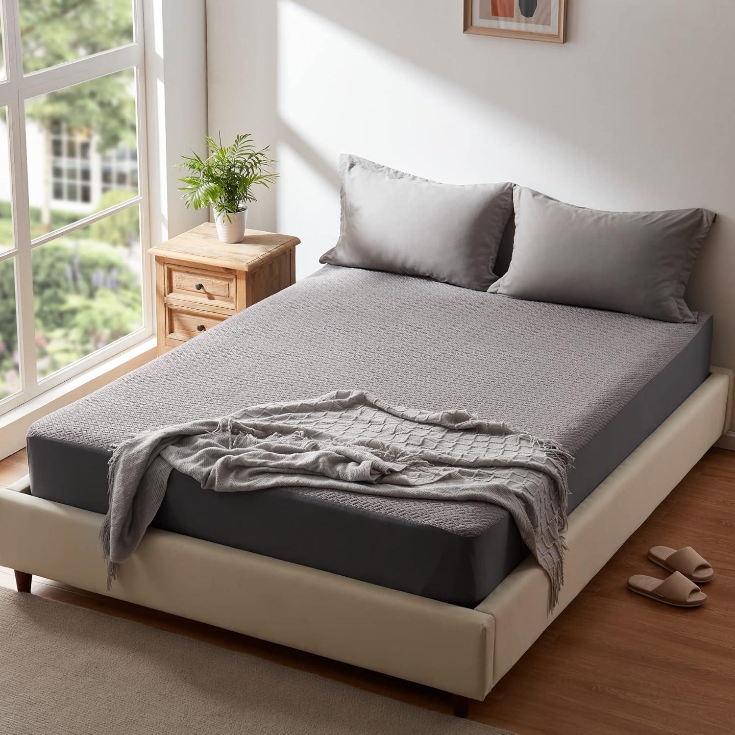 Protector de Colchón Hanherry Individual 100% Impermeable Gris