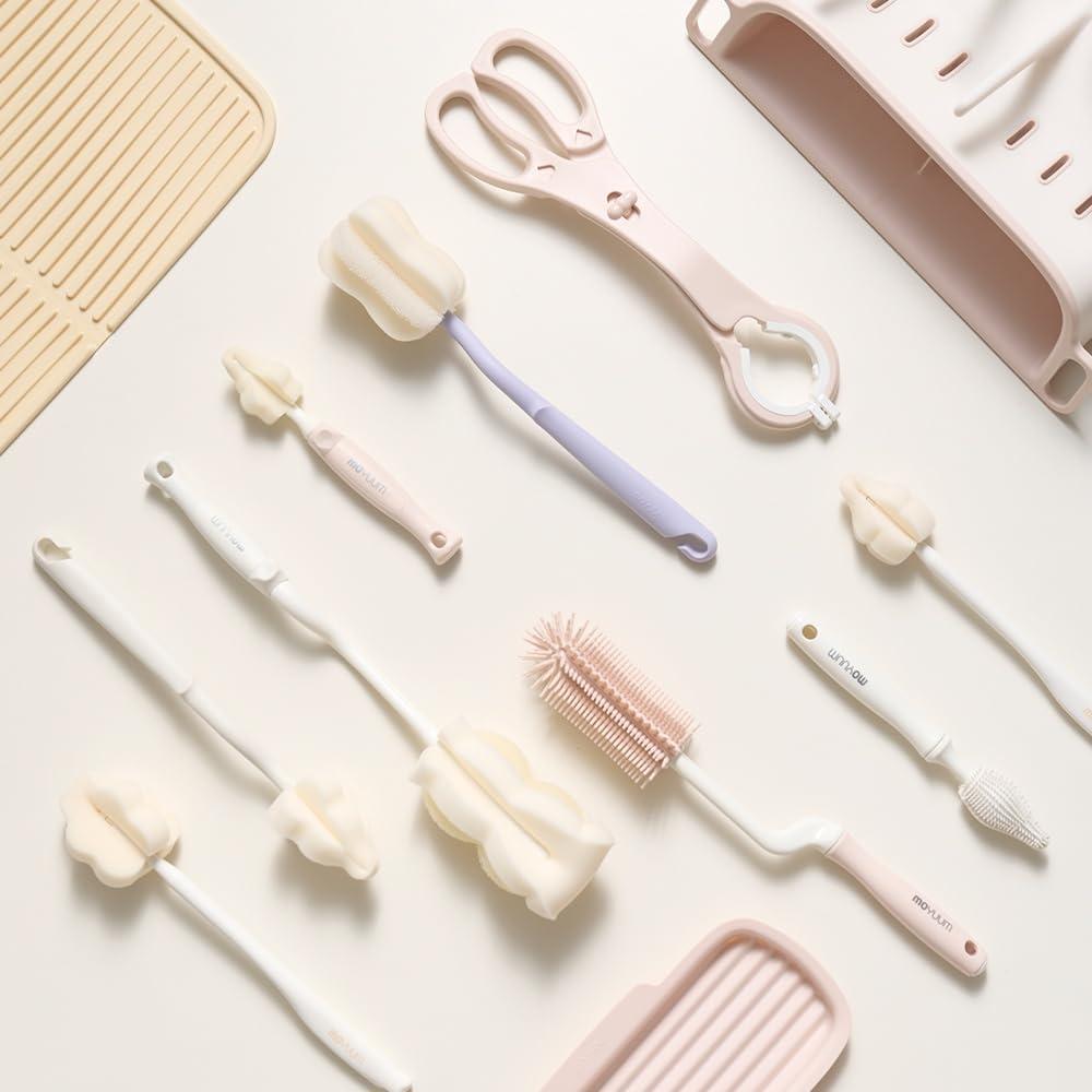 Conjunto de Cepillos de Silicona Moyuum para Biberones y Tetinas