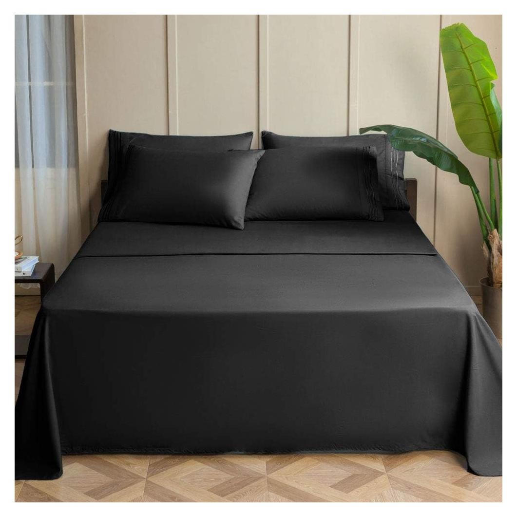 Juego de Sábanas Doble SONORO KATE Microfibra 1700 Hilos Negro