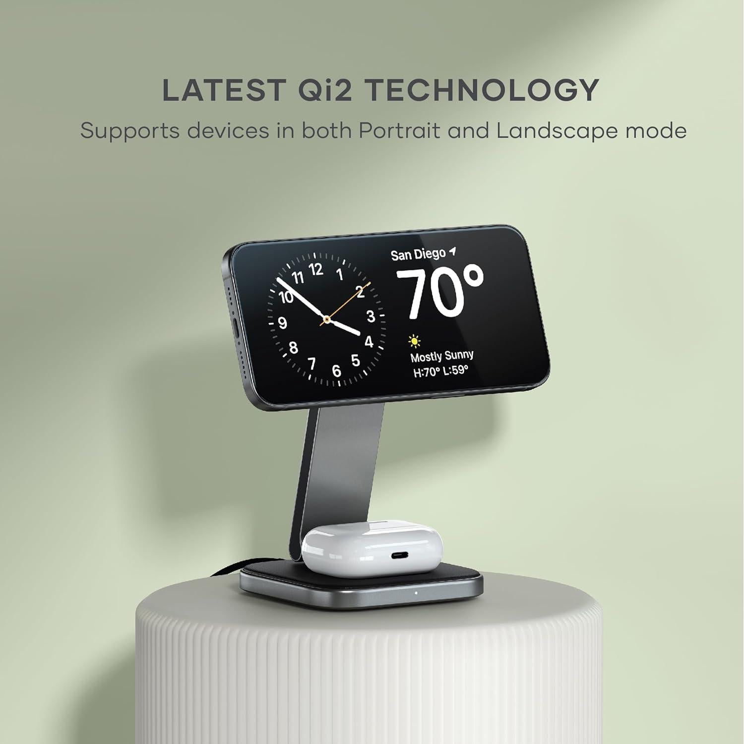 Cargador Inalámbrico 2 en 1 Satechi Qi2 15W Magnético