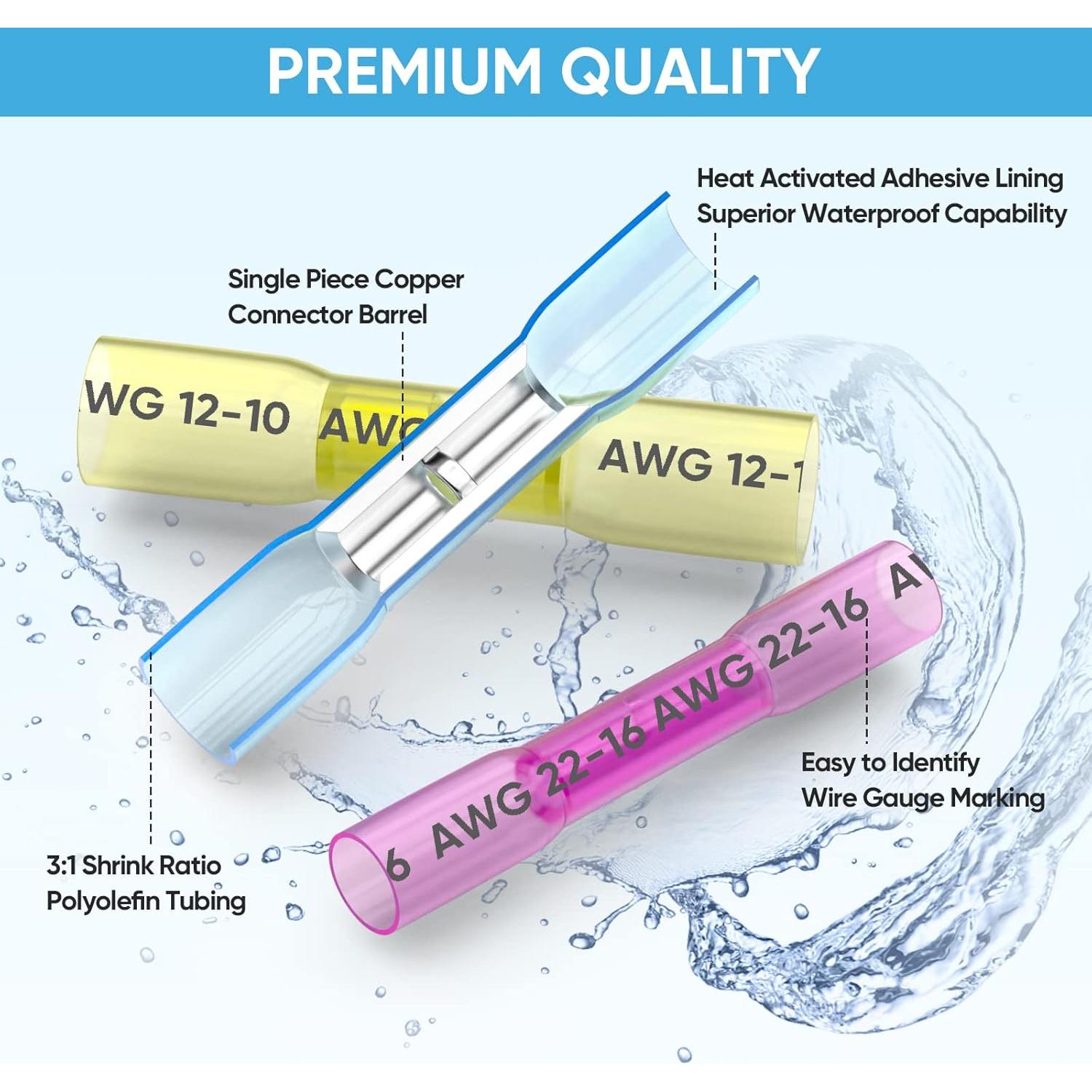Kit de Conectores de Empalme Térmico TICONN 120PCS AWG 24-10