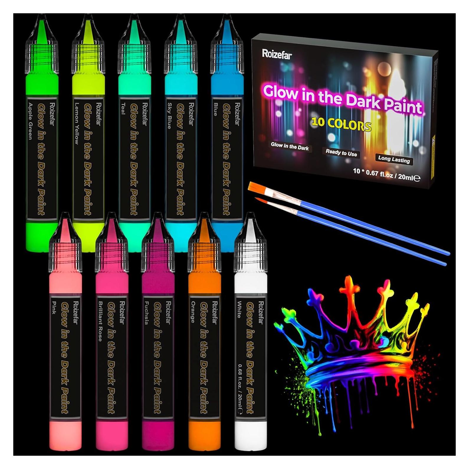 Pintura Acrílica Brillante Roizefar 10 Colores 20 ml - Luminiscente