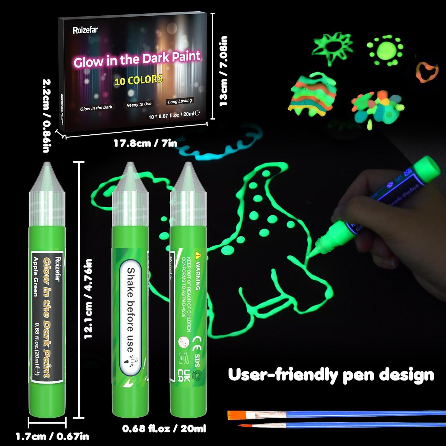 Pintura Acrílica Brillante Roizefar 10 Colores 20 ml - Luminiscente