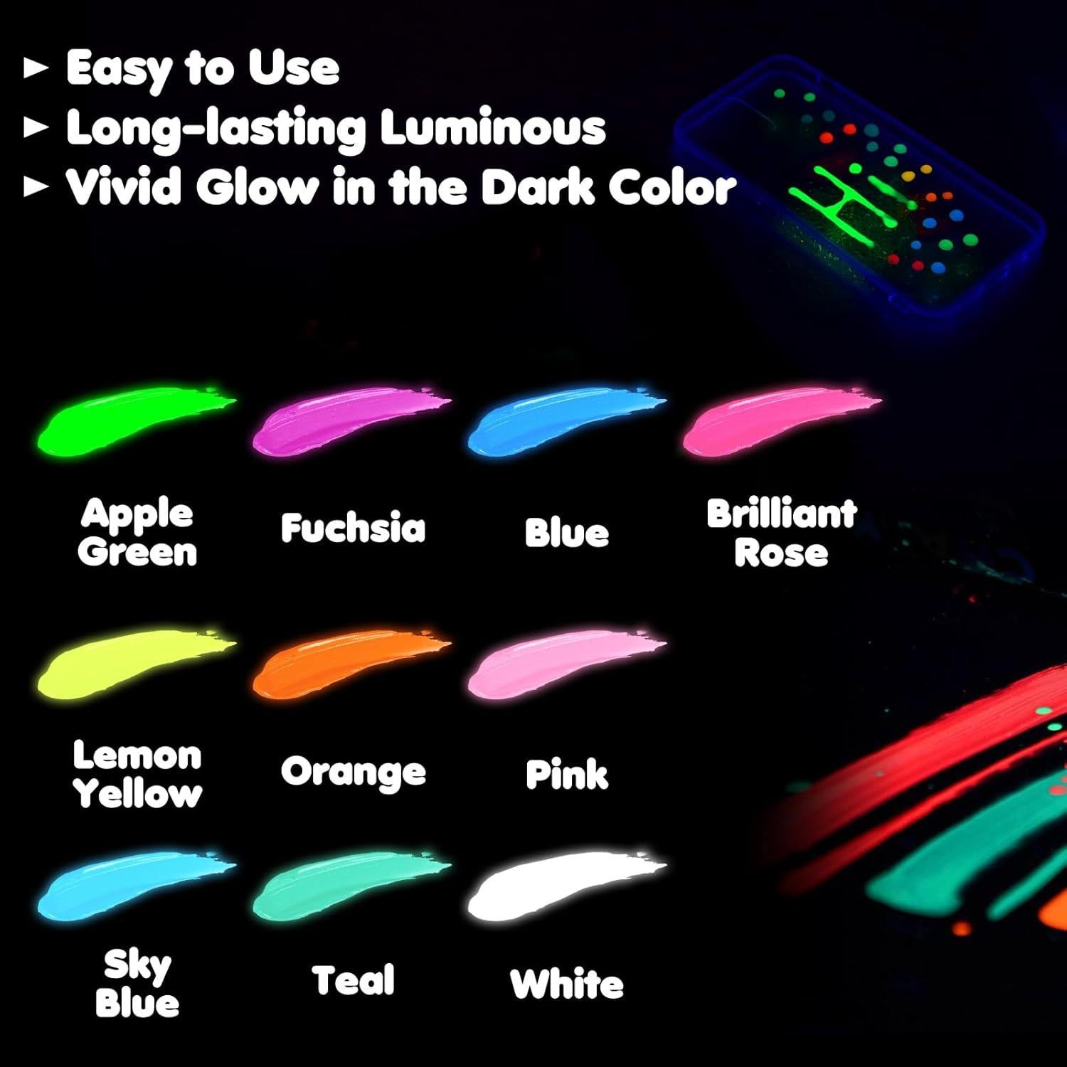 Pintura Acrílica Brillante Roizefar 10 Colores 20 ml - Luminiscente