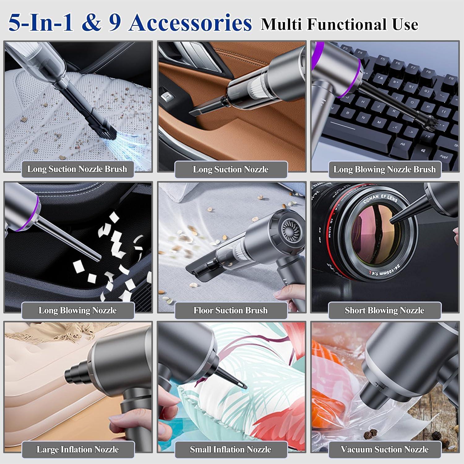 Aspiradora de Mano Inalámbrica Jgeuyer 22000PA 5-en-1 Gris