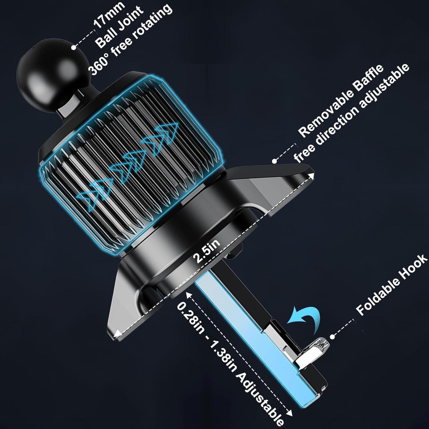 Clip de Ventilación Ajustable xuenair 17mm para Teléfono