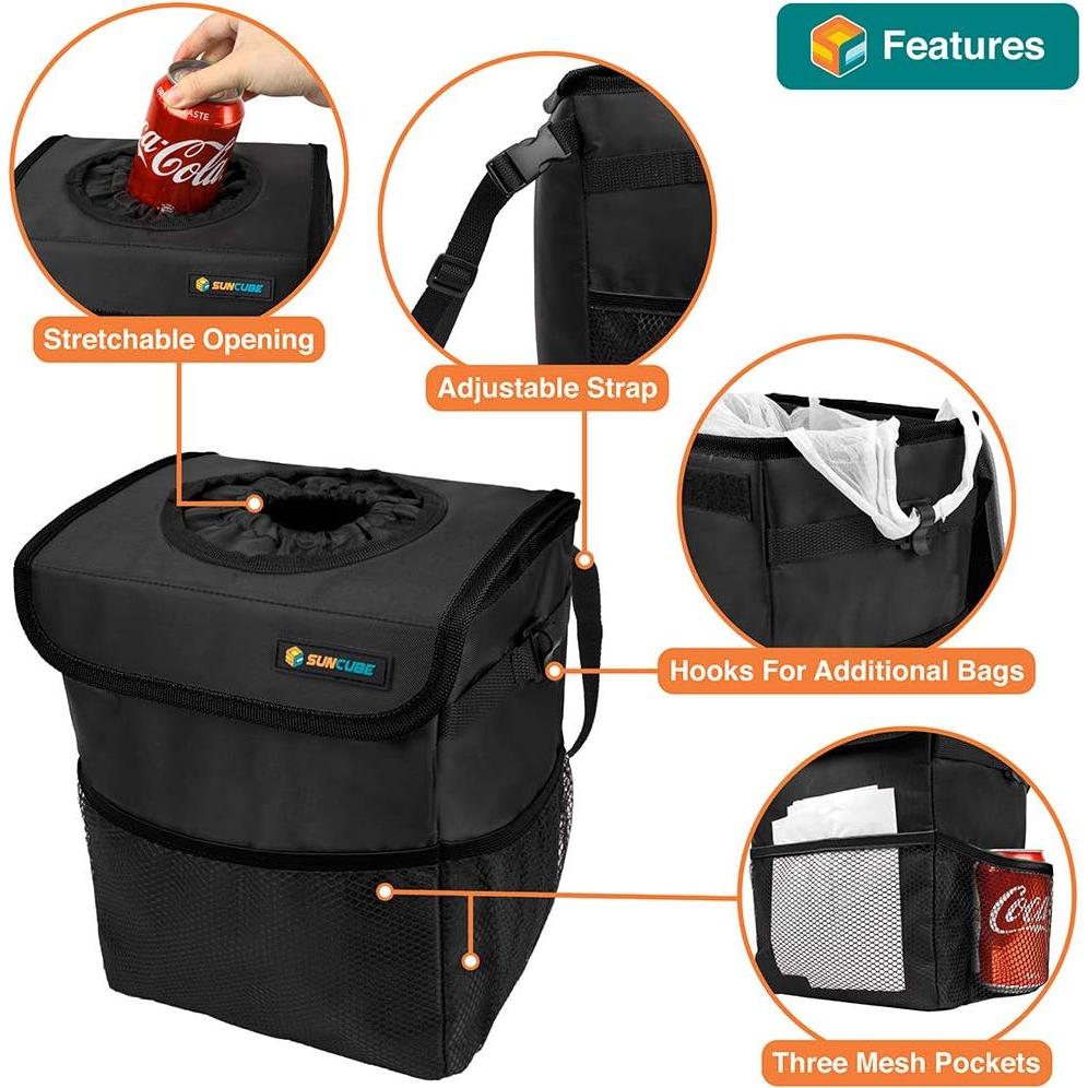 Cubo de Basura para Auto SUN CUBE Impermeable 10L Negro