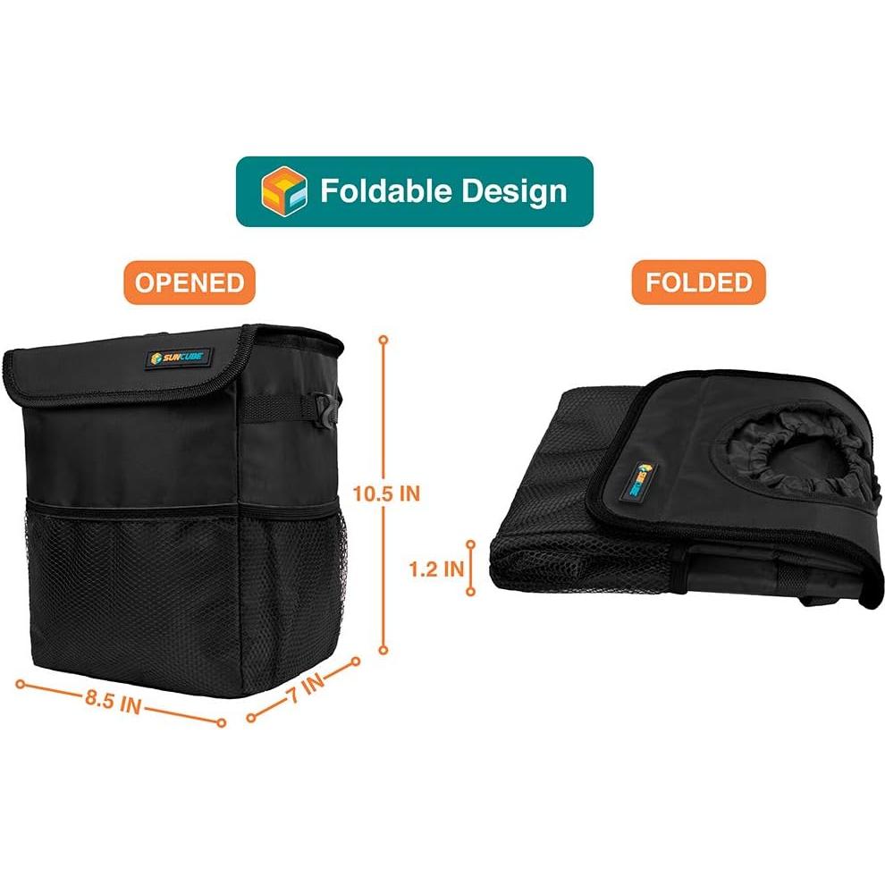 Cubo de Basura para Auto SUN CUBE Impermeable 10L Negro
