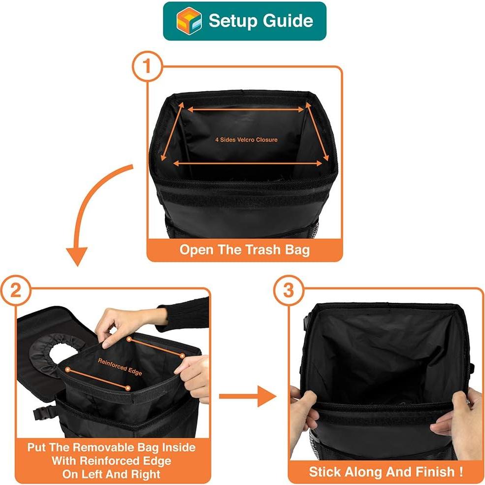 Cubo de Basura para Auto SUN CUBE Impermeable 10L Negro