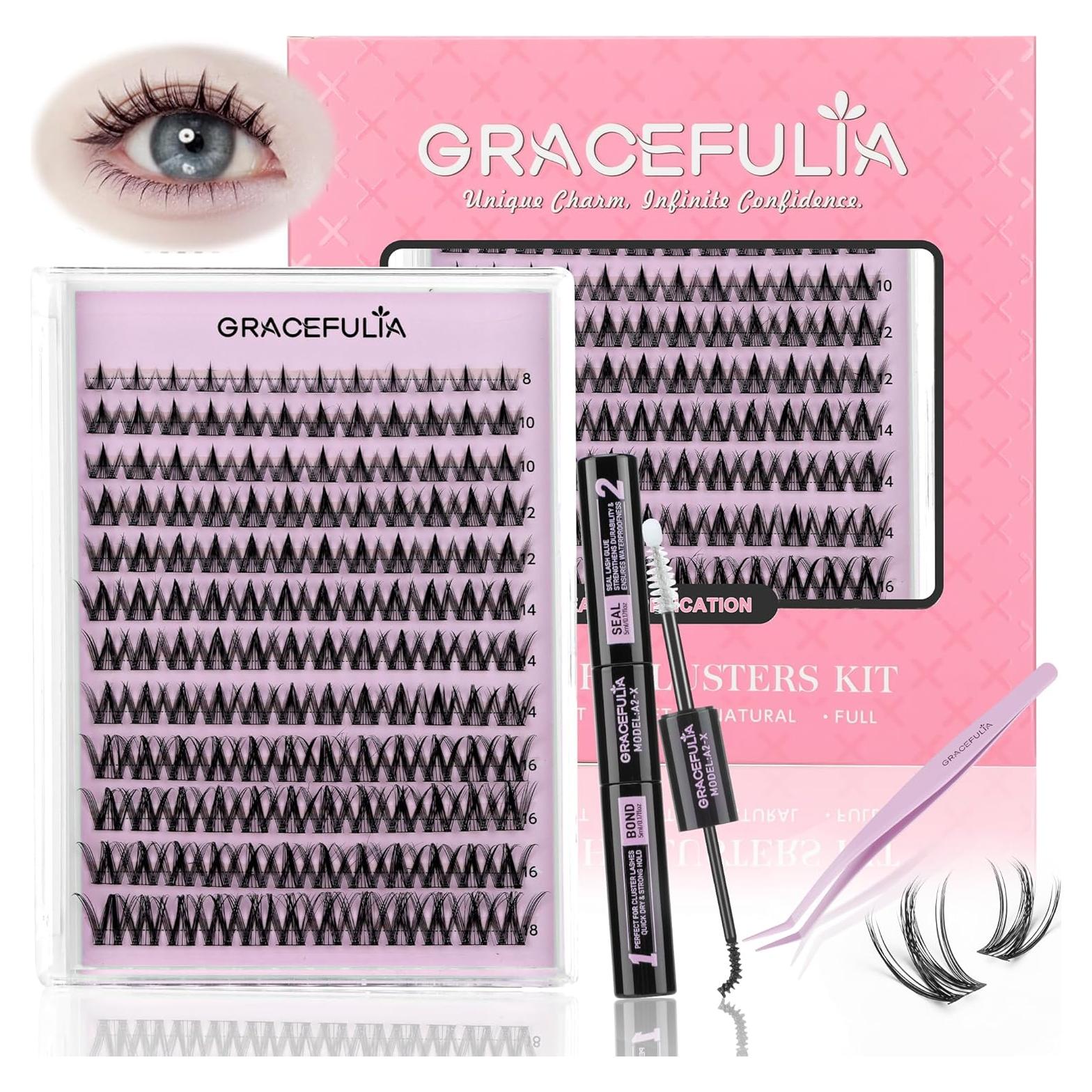 Kit de Extensión de Pestañas Anime GRACEFULIA 144 Pcs con Adhesivo