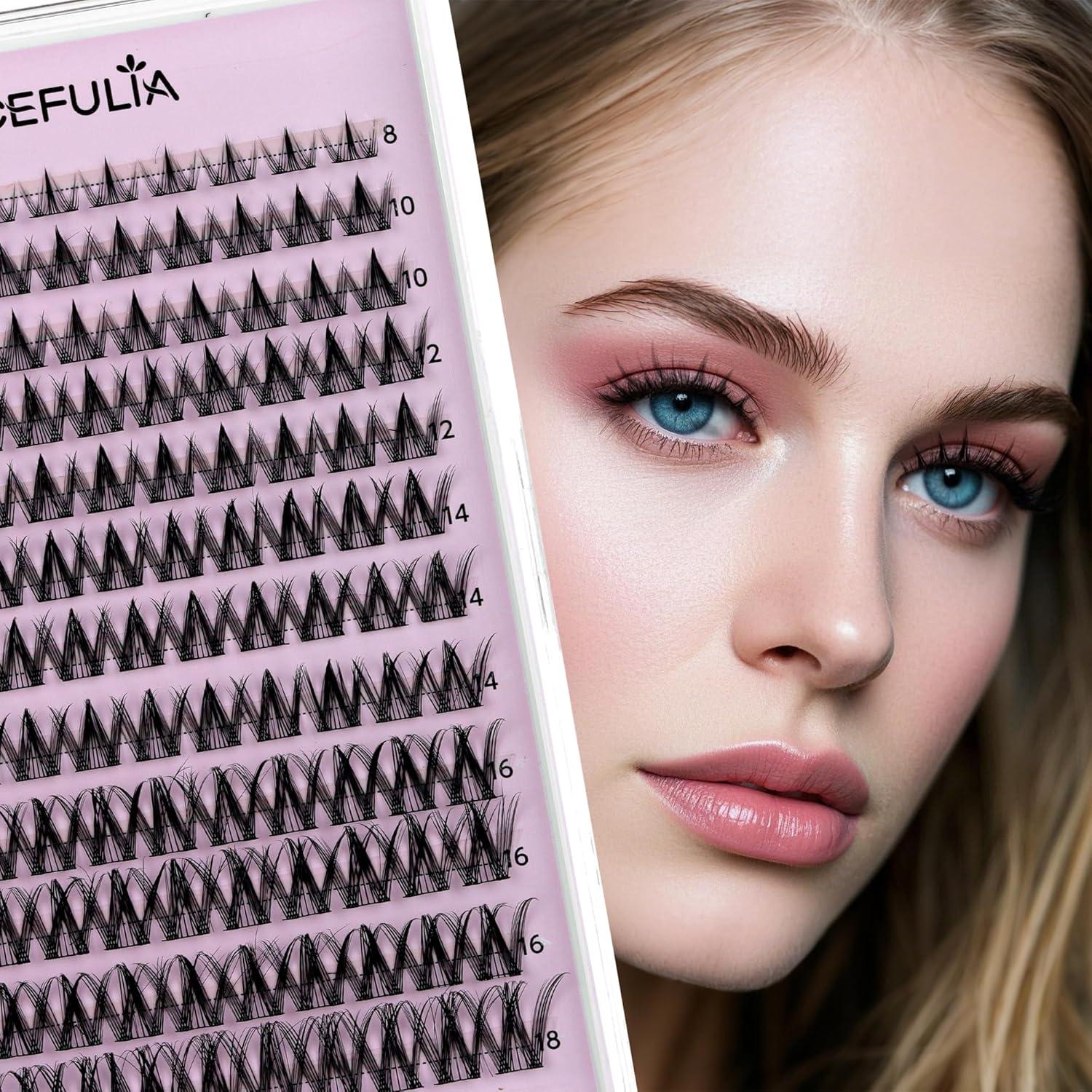 Kit de Extensión de Pestañas Anime GRACEFULIA 144 Pcs con Adhesivo