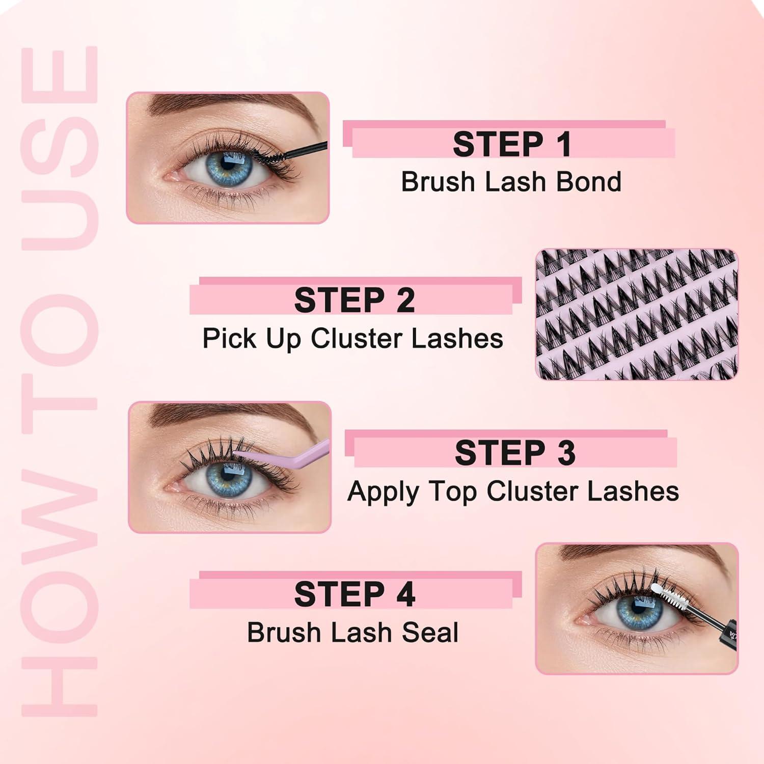 Kit de Extensión de Pestañas Anime GRACEFULIA 144 Pcs con Adhesivo