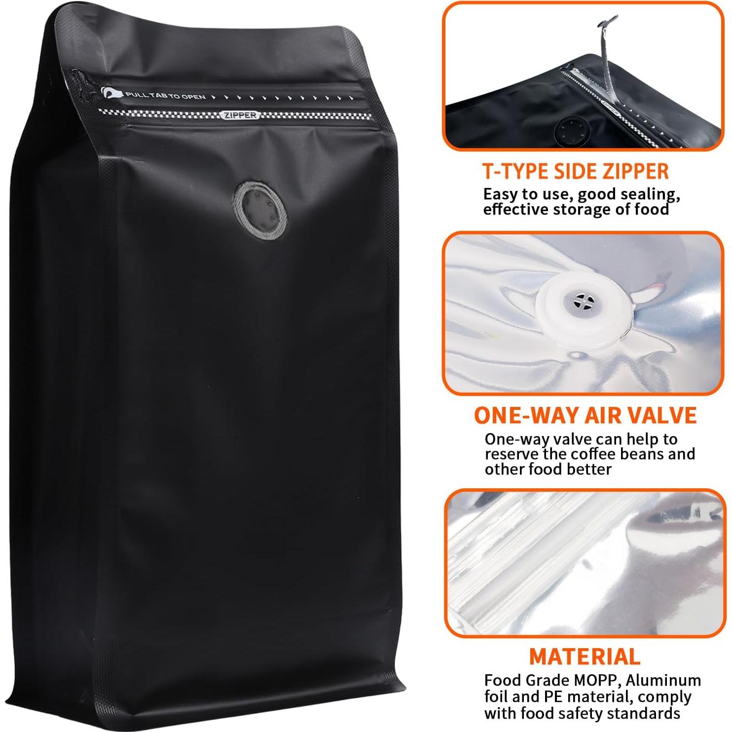 50 Bolsas de Café Mstar Pack con Válvula 250 g Resellables