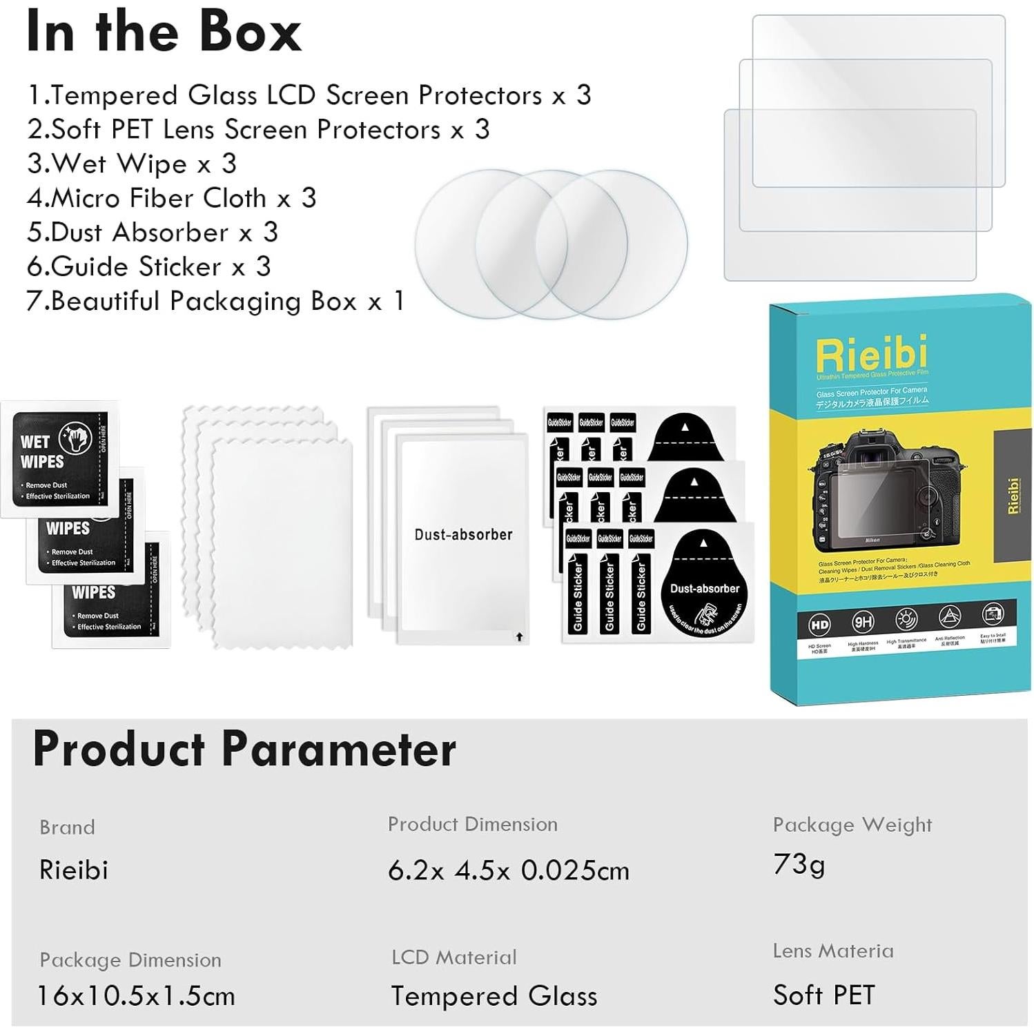 Protector de Pantalla y Lente Rieibi para Fujifilm Instax Mini EVO