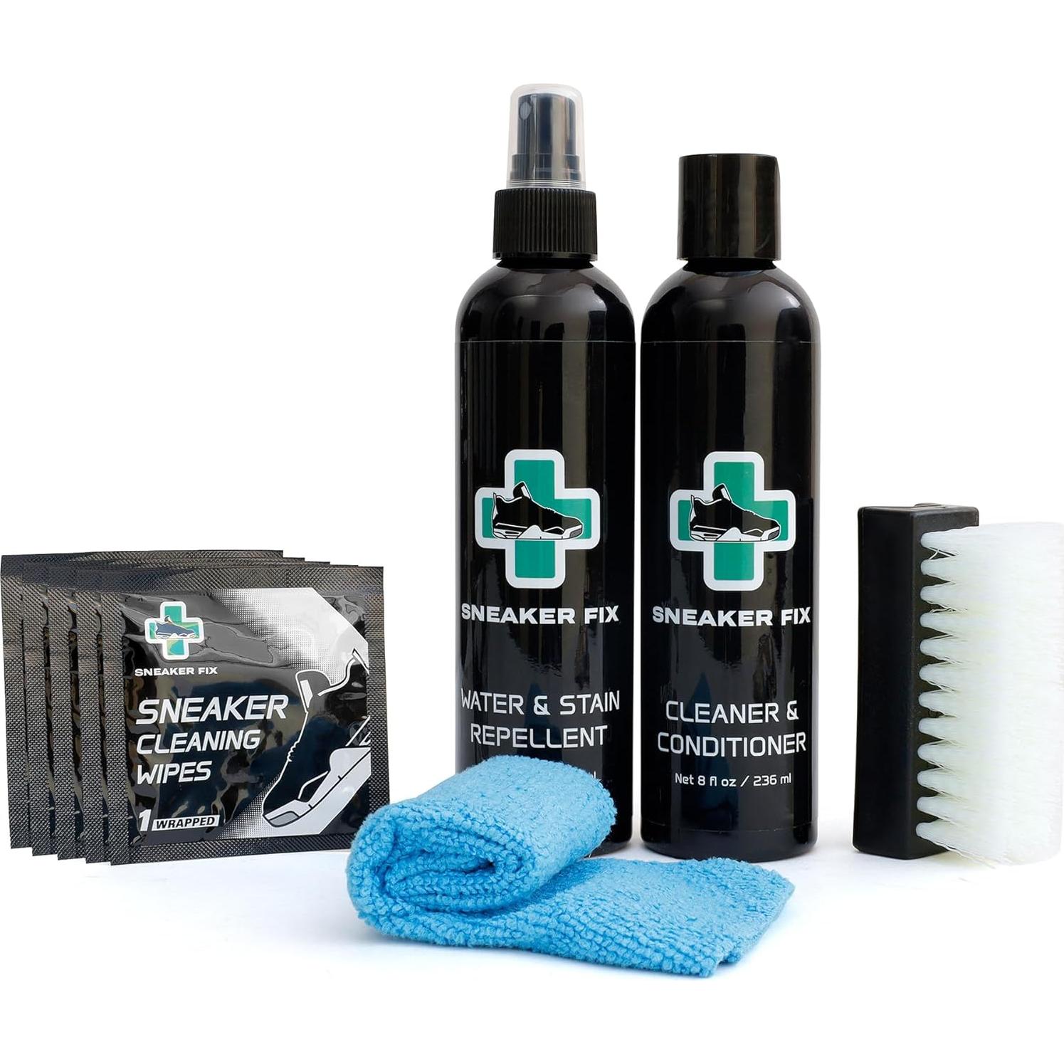 Kit de Limpieza de Zapatos Aid - Limpiador, Acondicionador y Cepillo