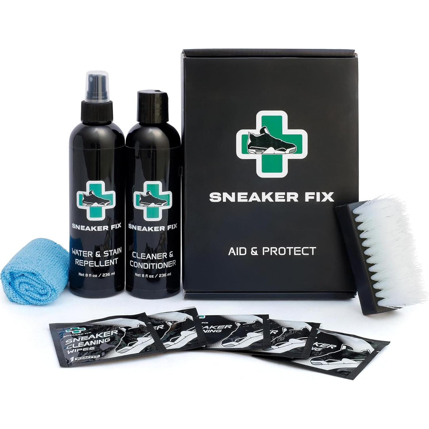 Kit de Limpieza de Zapatos Aid - Limpiador, Acondicionador y Cepillo