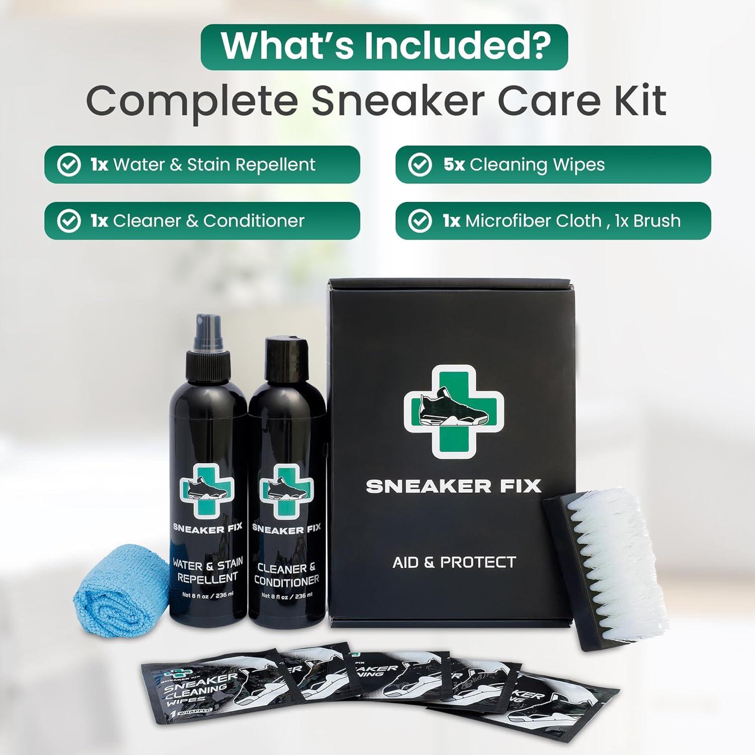 Kit de Limpieza de Zapatos Aid - Limpiador, Acondicionador y Cepillo