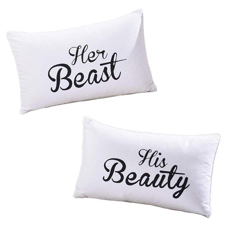 Fundas de Almohada para Parejas DasyFly 50.8x76.2cm Su Belleza y Su Bestia
