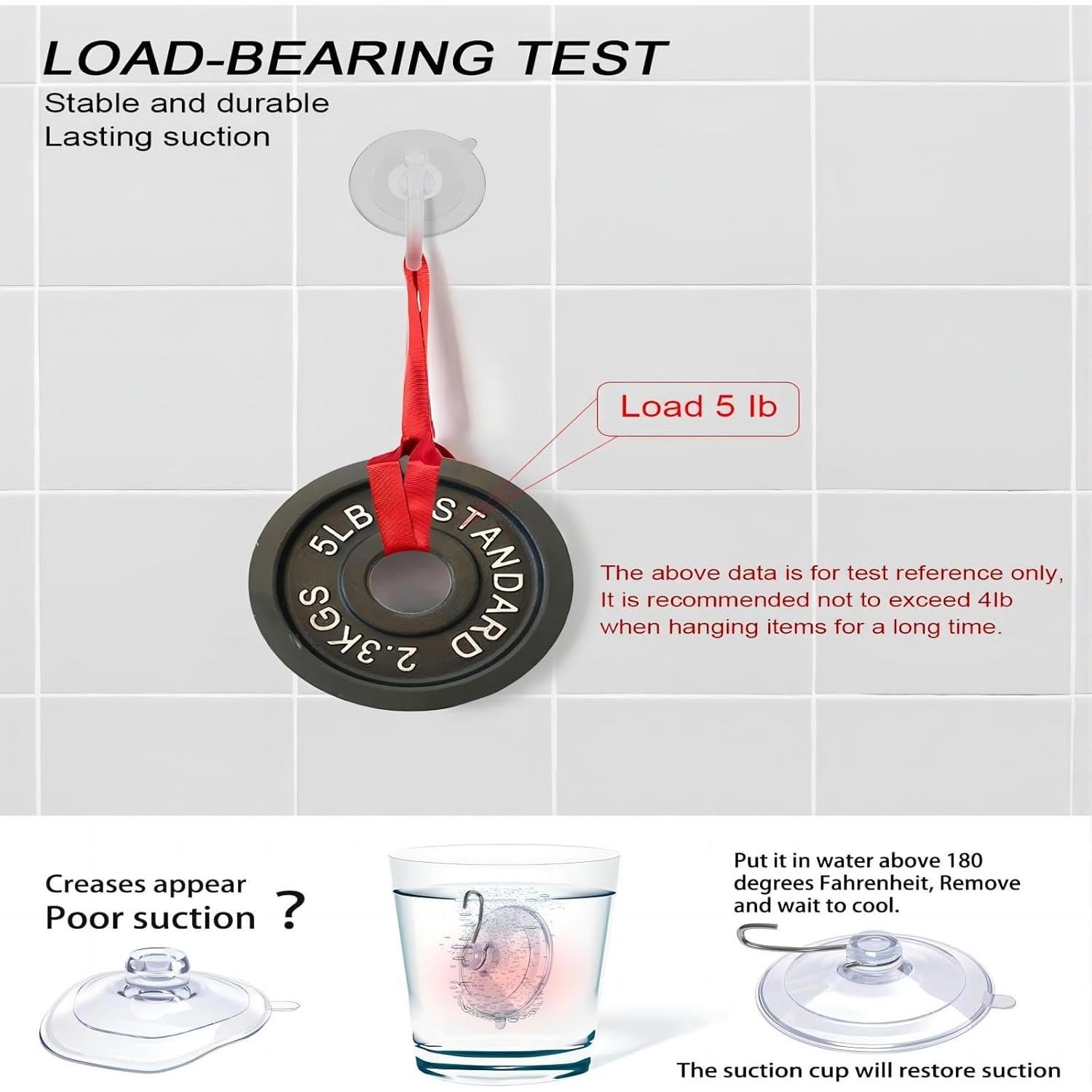 15 Ganchos de Ventosa de Vidrio TUYRYAHR 1.8 kg para Ducha