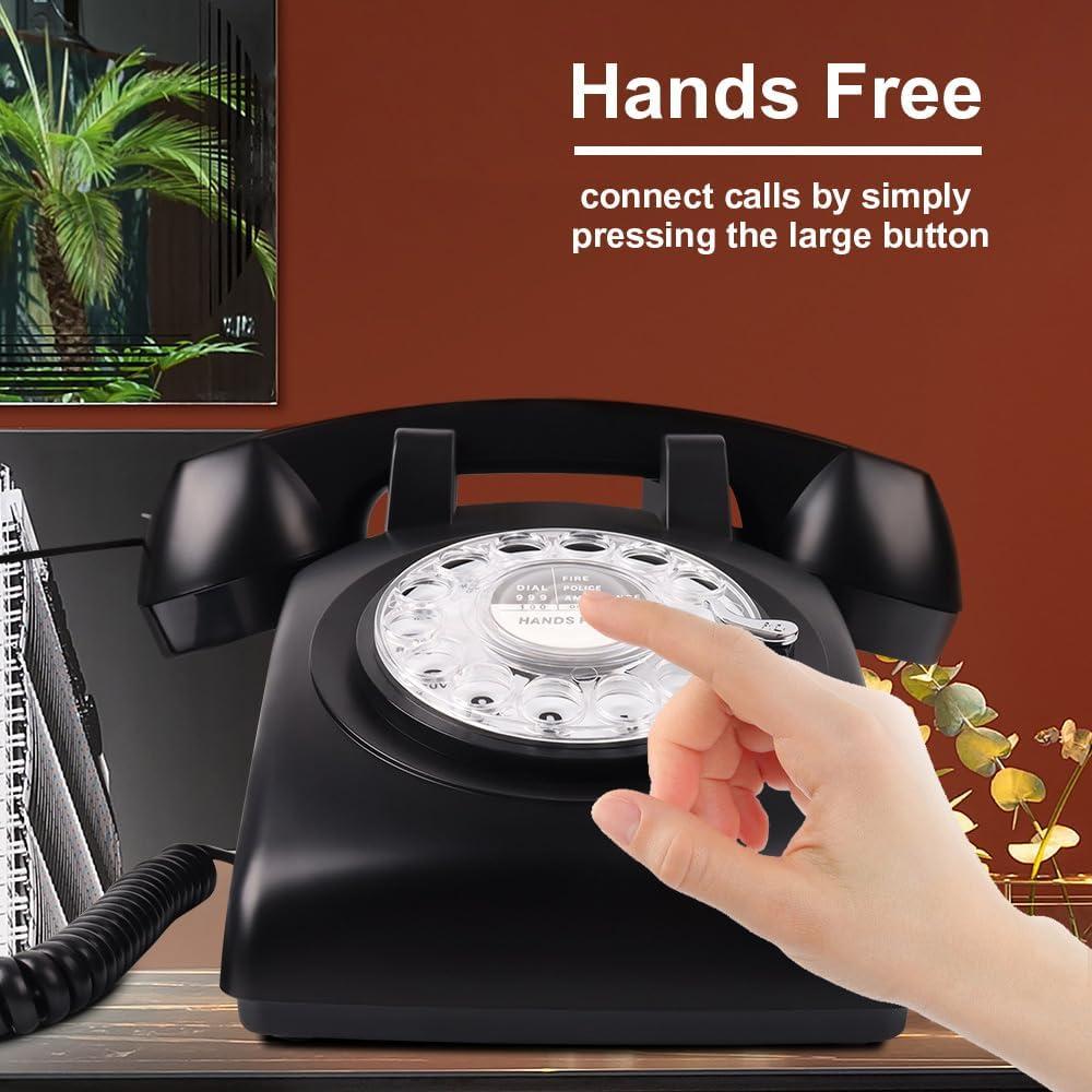 Teléfono Rotatorio Vintage Cheeta 8019 Negro con Redial