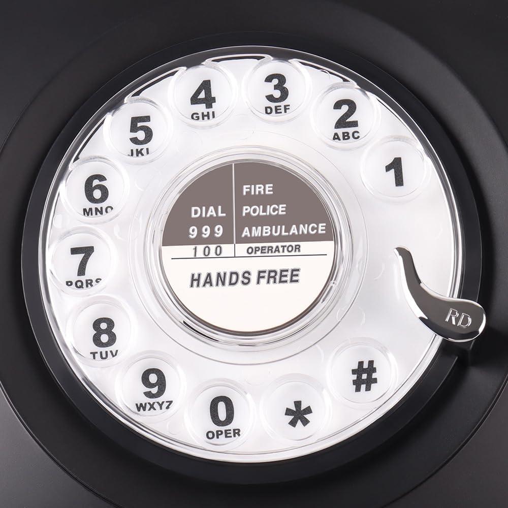 Teléfono Rotatorio Vintage Cheeta 8019 Negro con Redial