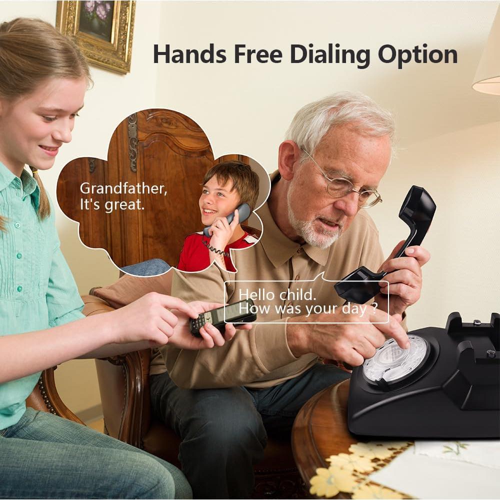 Teléfono Rotatorio Vintage Cheeta 8019 Negro con Redial