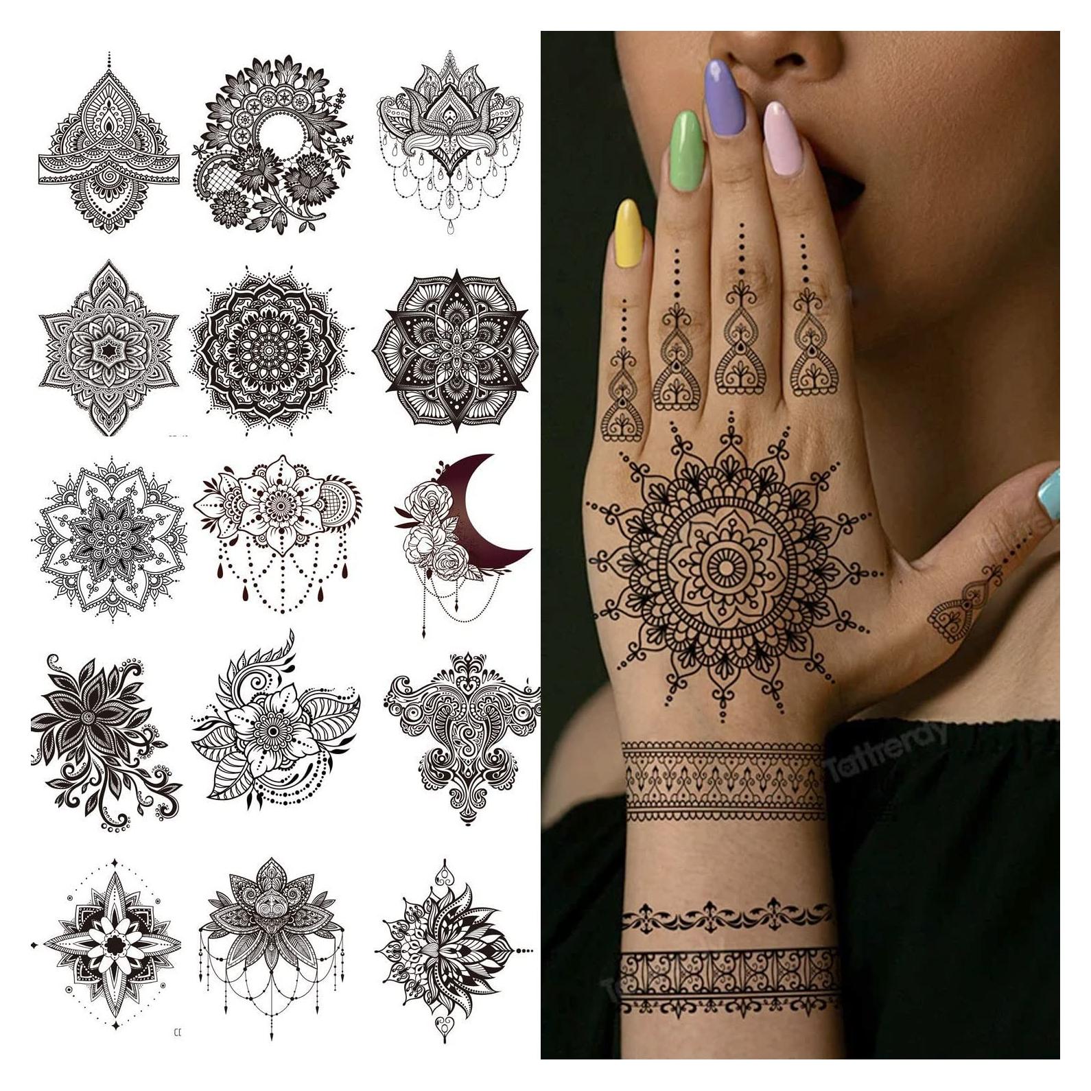 Tatuajes Temporales de Henna HOXIEYA - 20 Hojas Diseño Floral