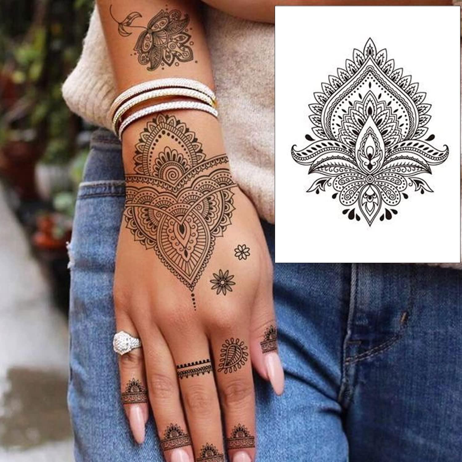 Tatuajes Temporales de Henna HOXIEYA - 20 Hojas Diseño Floral