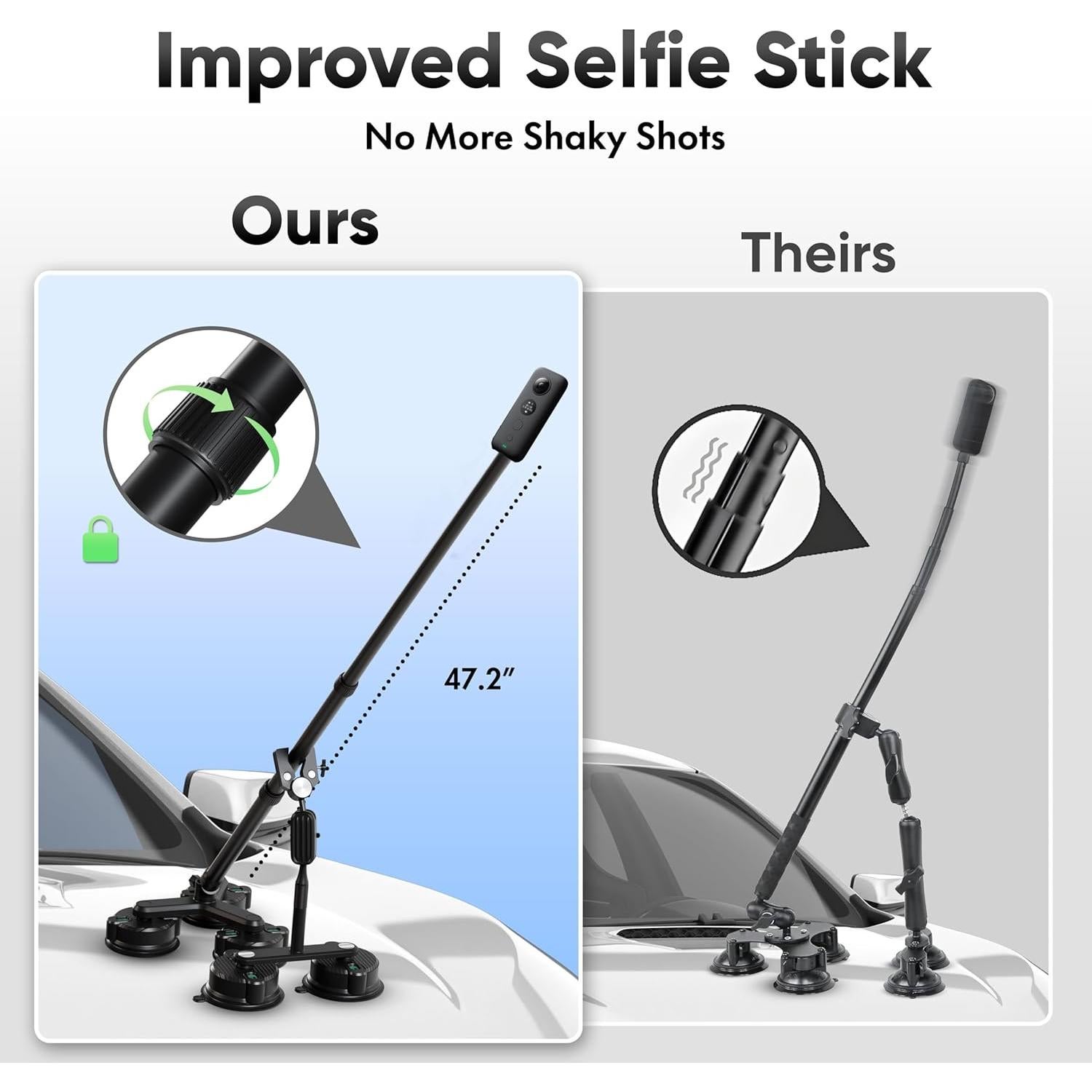 Soporte para coche Vlorix 5 en 1 con ventosas y palo de selfie