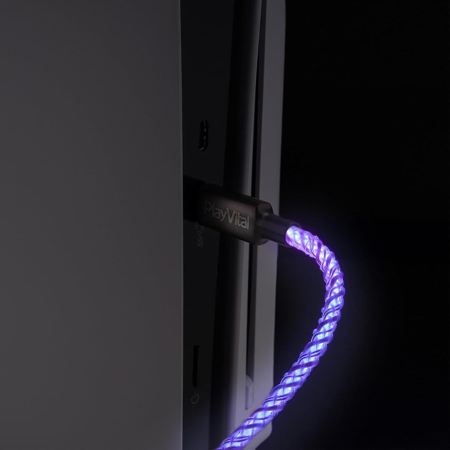 Cable de Carga Iluminado PlayVital 2M Tipo C para PS5/Xbox