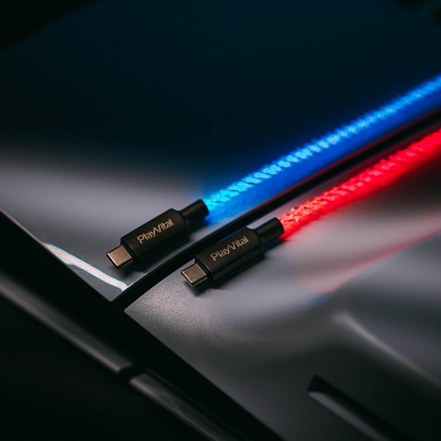 Cable de Carga Iluminado PlayVital 2M Tipo C para PS5/Xbox