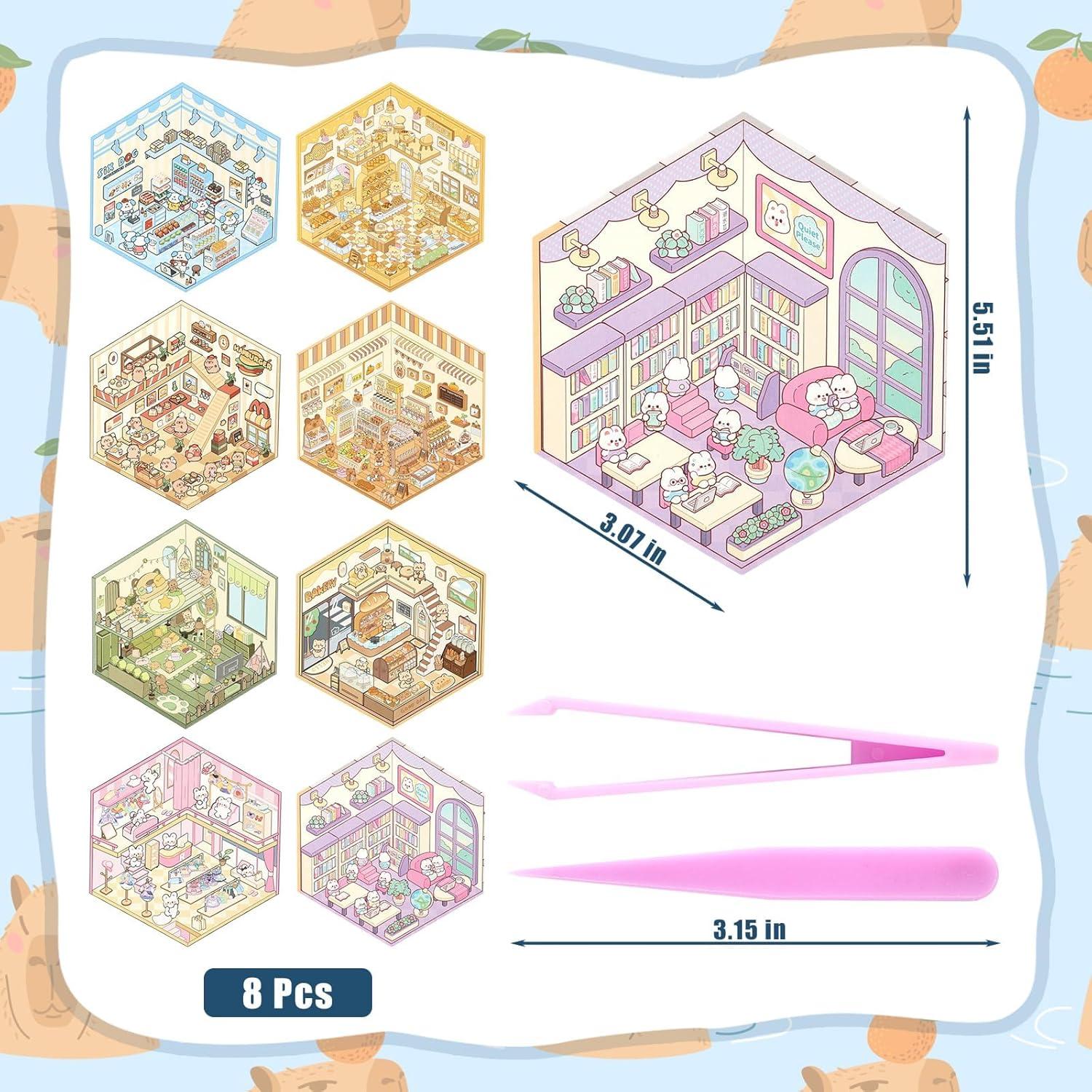 8 Juegos de Pegatinas 3D DIY YLOLUL para Alivio del Estrés