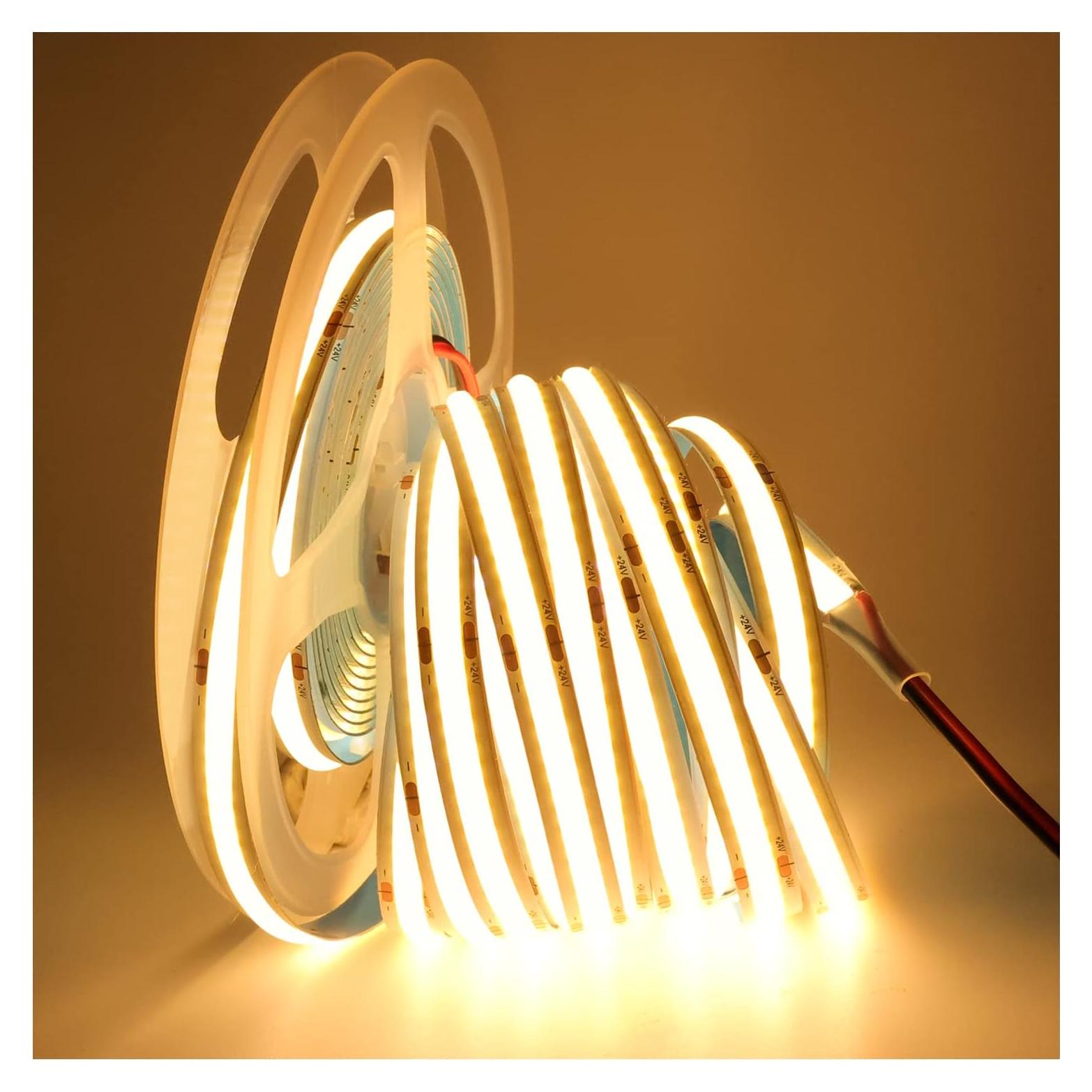 Tira LED COB 24V ZFB 5m 1600 LEDs Blanco Cálido 3000K