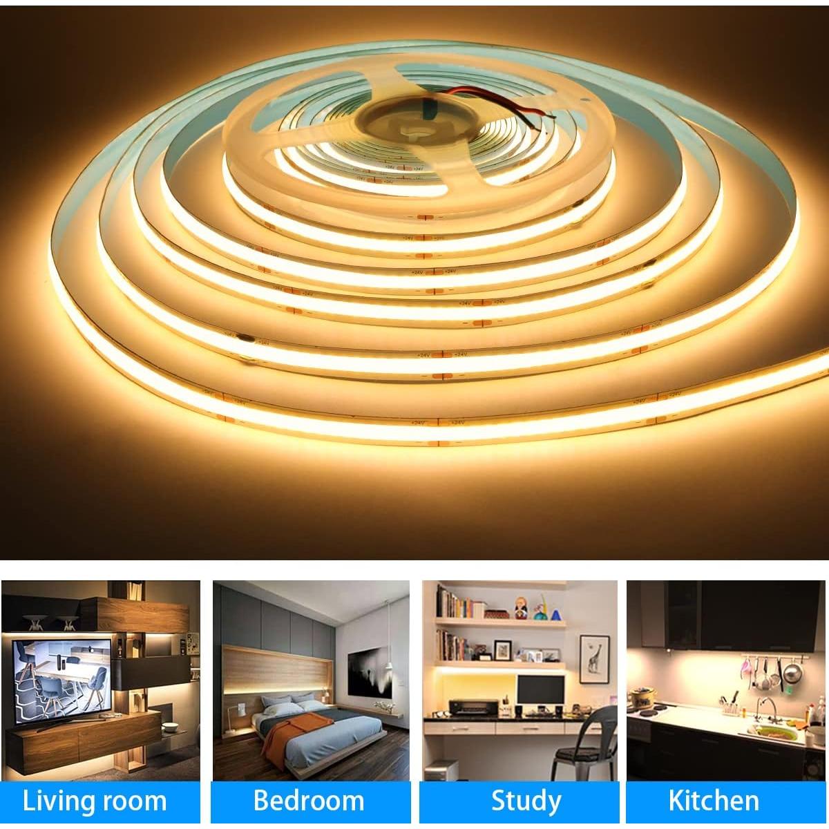 Tira LED COB 24V ZFB 5m 1600 LEDs Blanco Cálido 3000K