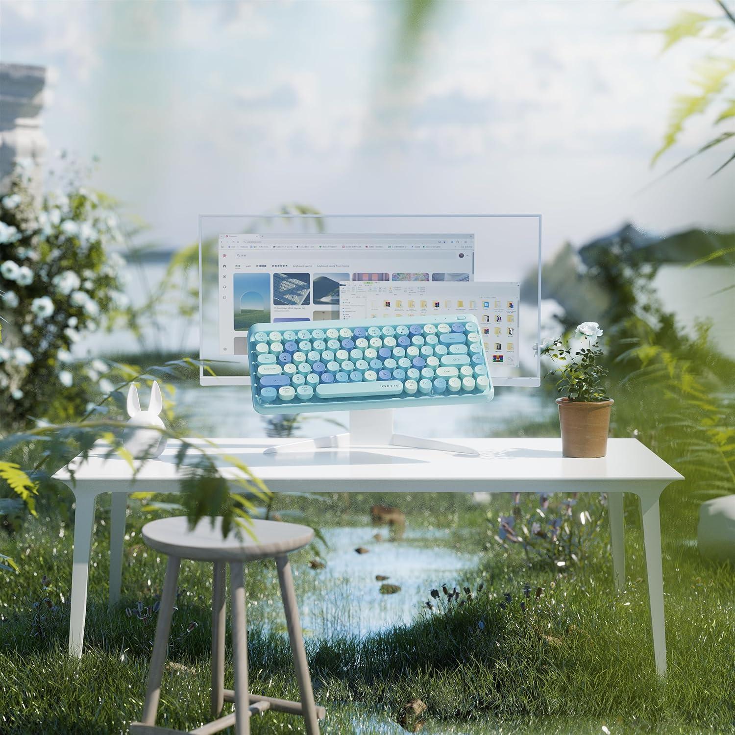 Teclado Inalámbrico Bluetooth UBOTIE TKL Retro 84 Teclas