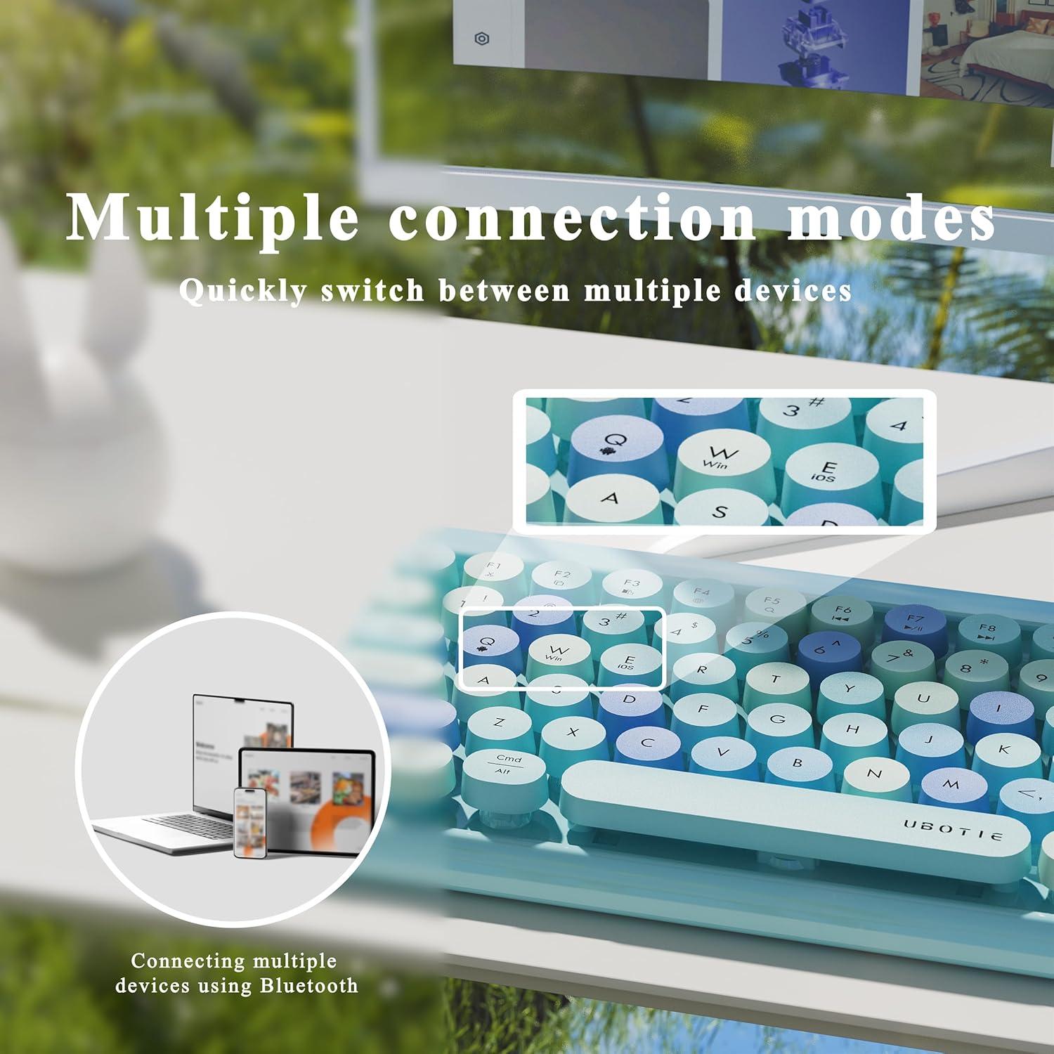 Teclado Inalámbrico Bluetooth UBOTIE TKL Retro 84 Teclas