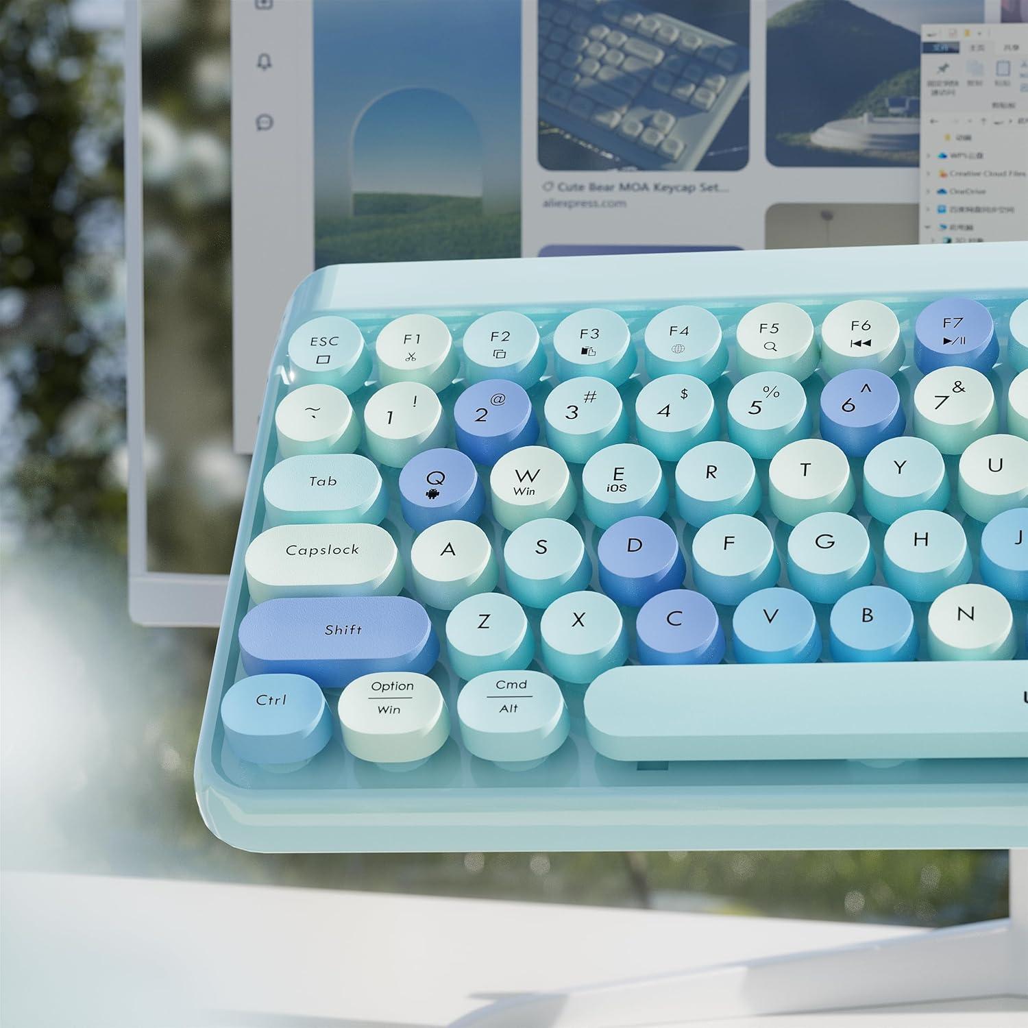 Teclado Inalámbrico Bluetooth UBOTIE TKL Retro 84 Teclas