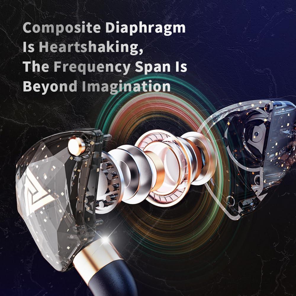 Auriculares Qkz Sk8 In-Ear con Cable, Cancelación de Ruido, Negro