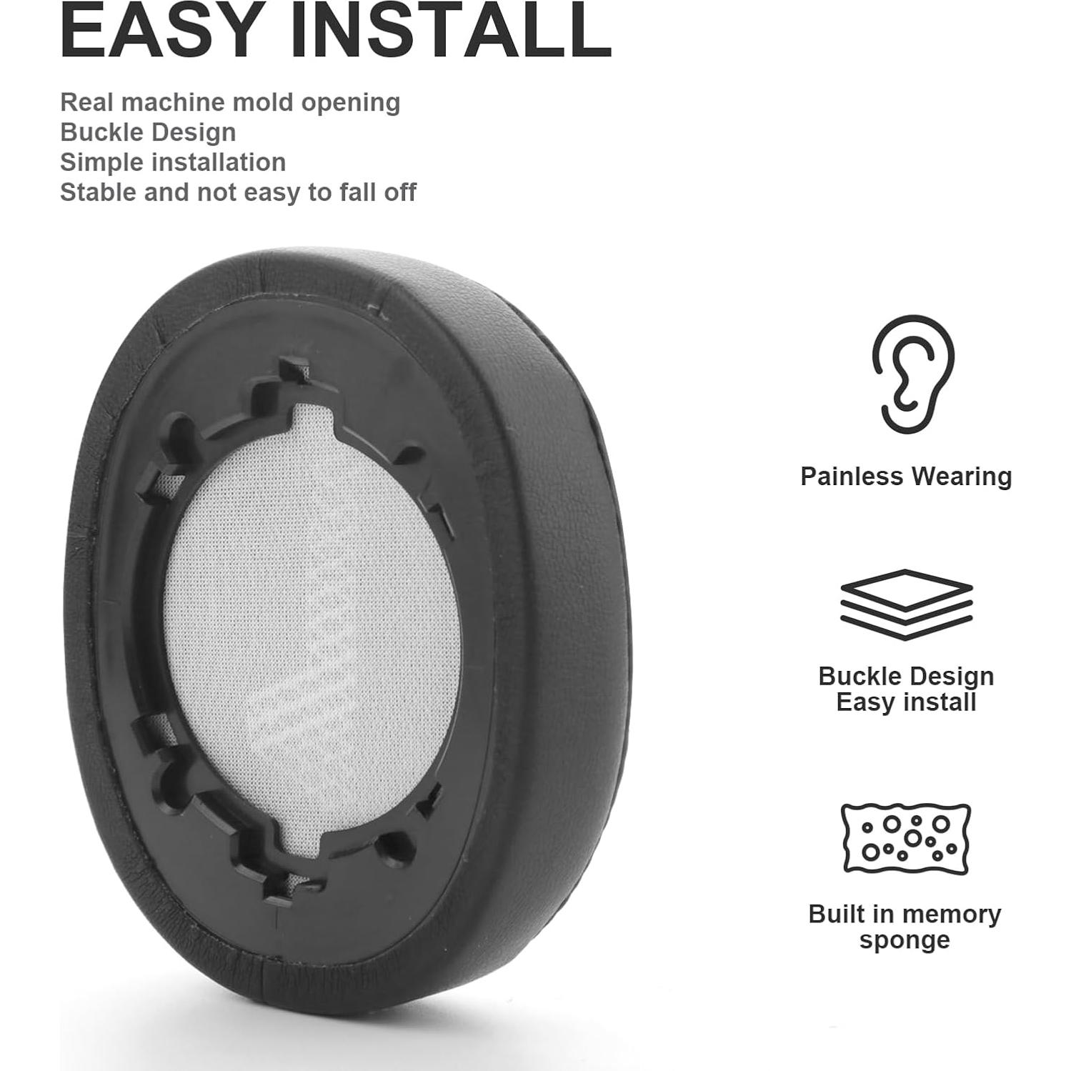 Almohadillas de Reemplazo para Auriculares JBL Live 500BT - Gel Refrigerante y Espuma de Memoria (Negro)