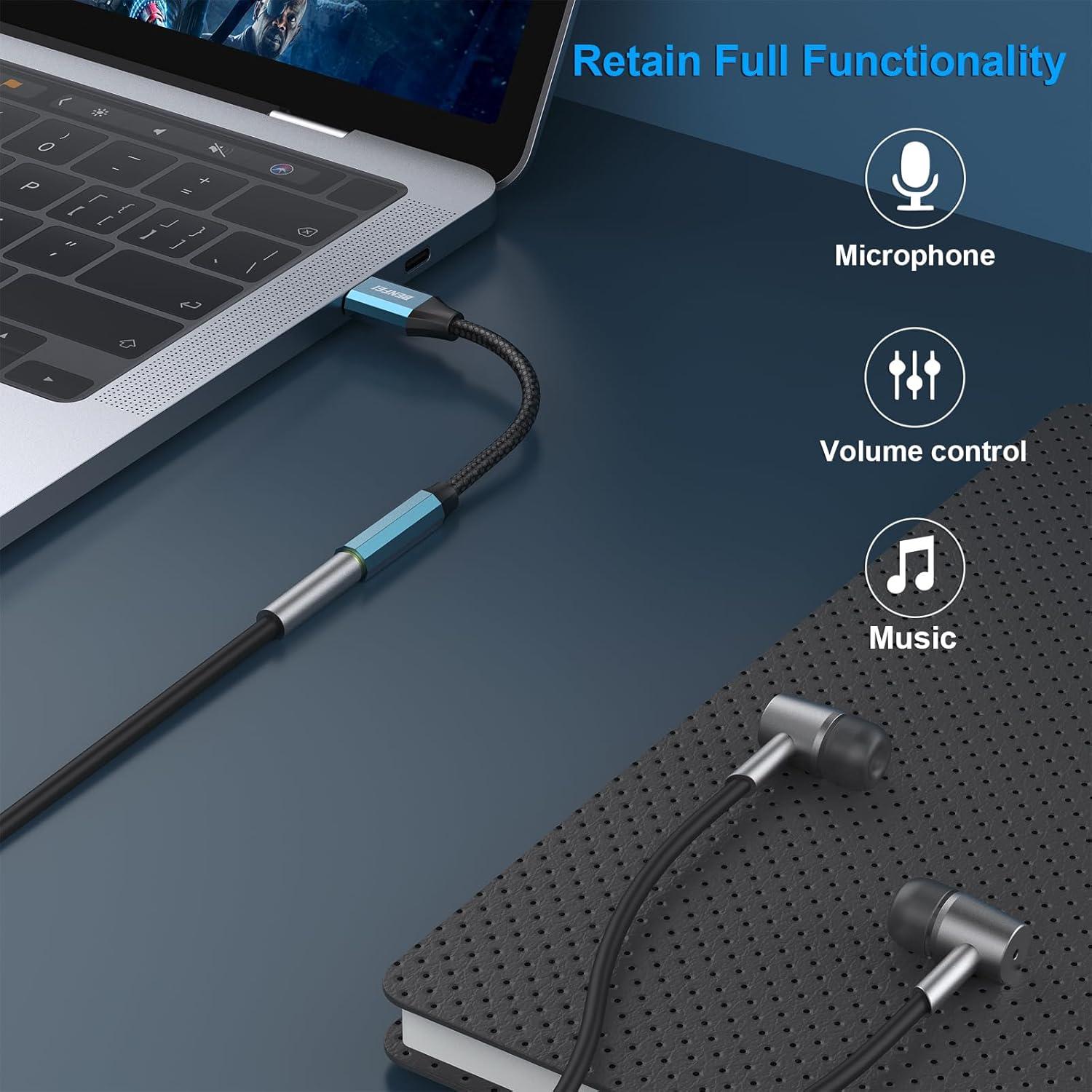 Adaptador USB C a Jack 3.5mm BENFEI Azul - Audio Hi-Fi