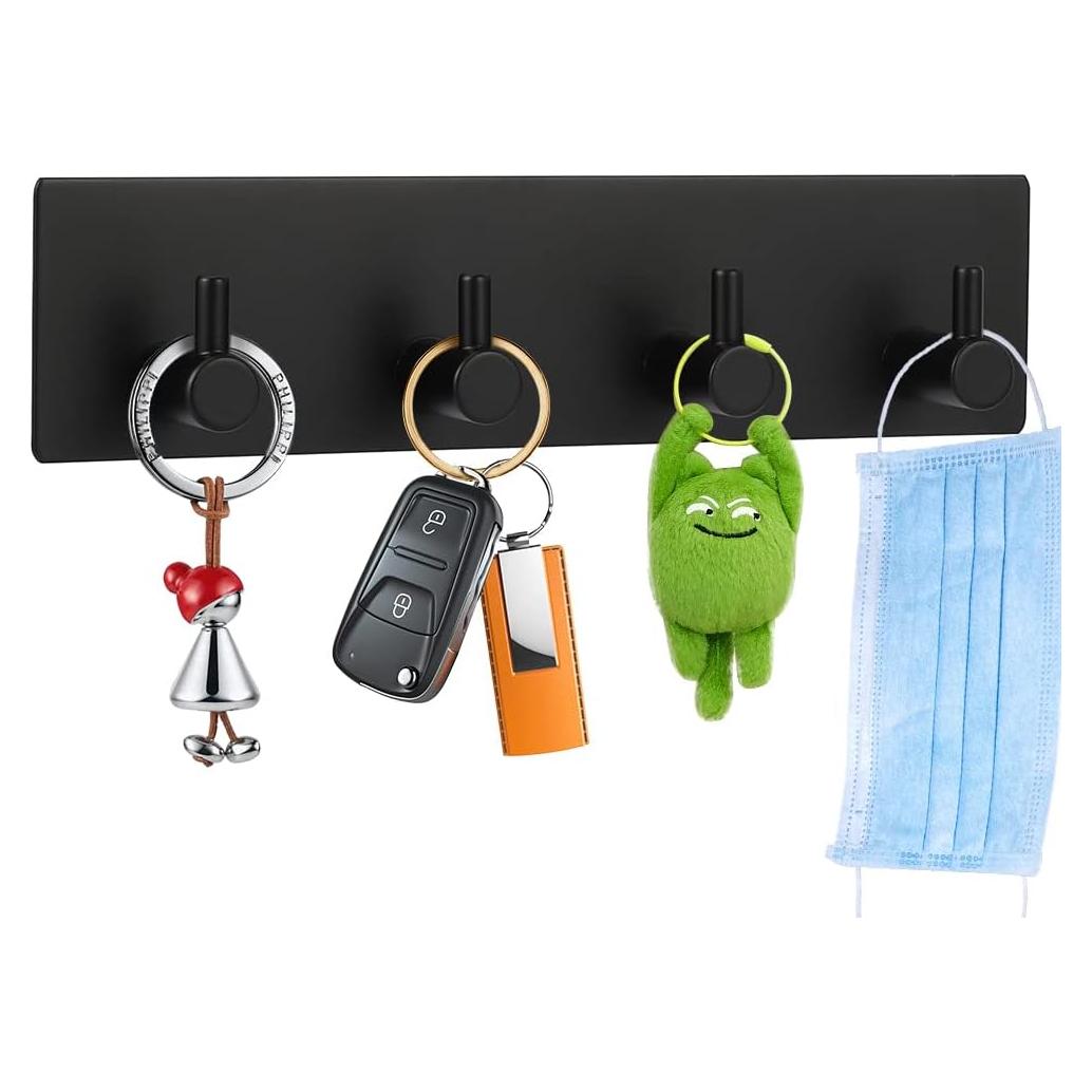 Soporte de Llaves Picowe Negro 4 Filas Acero Inoxidable