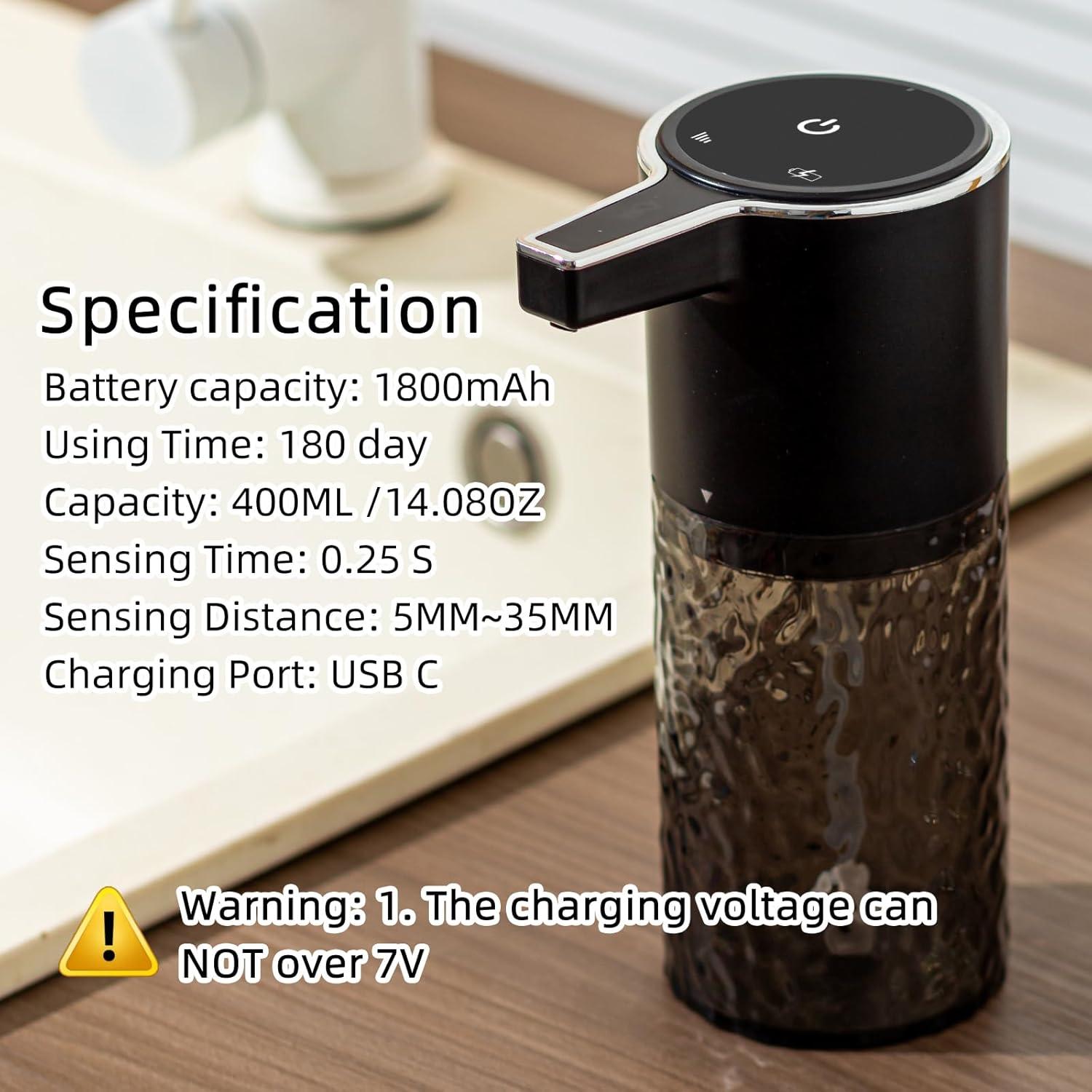 Dispensador Automático de Jabón Espumoso Haocoott 385 mL Negro