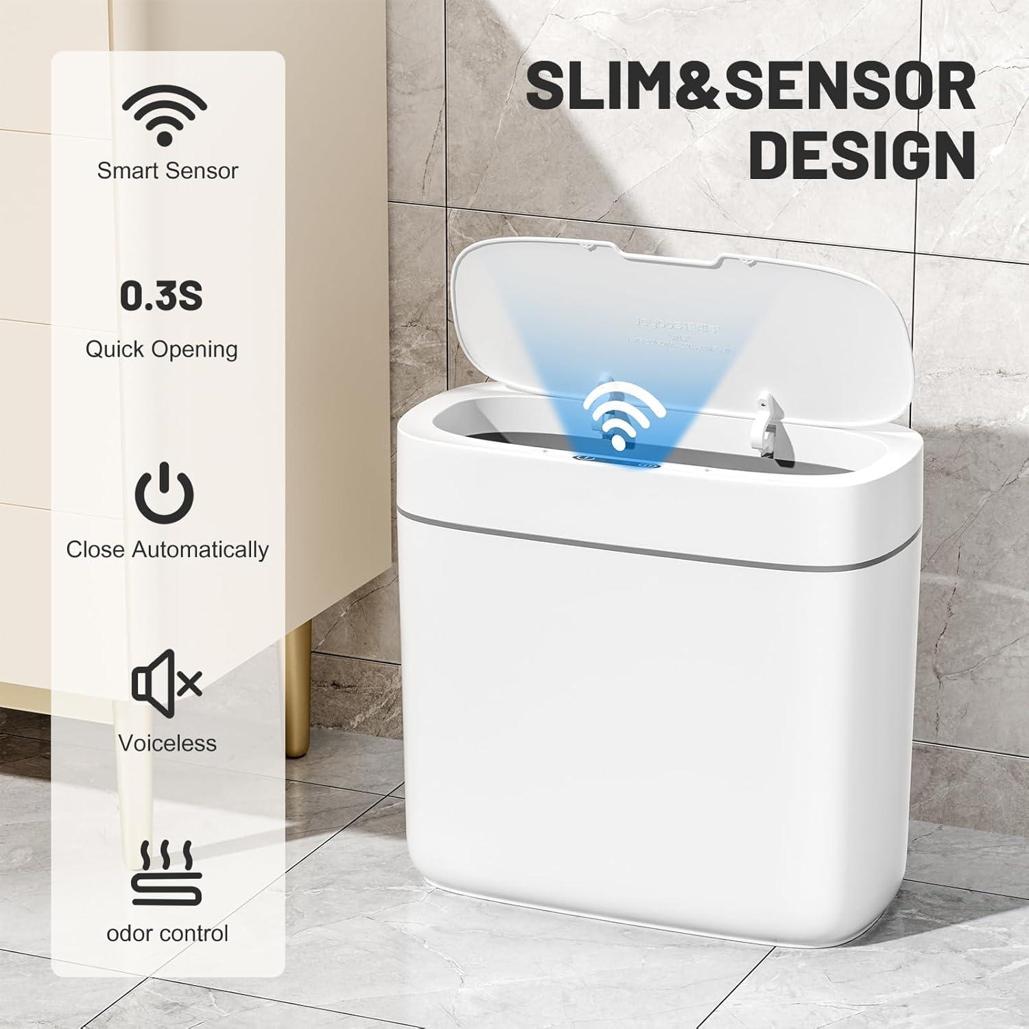 Basurero Inteligente JUDRDO 3.5 Galones con Sensor Blanco