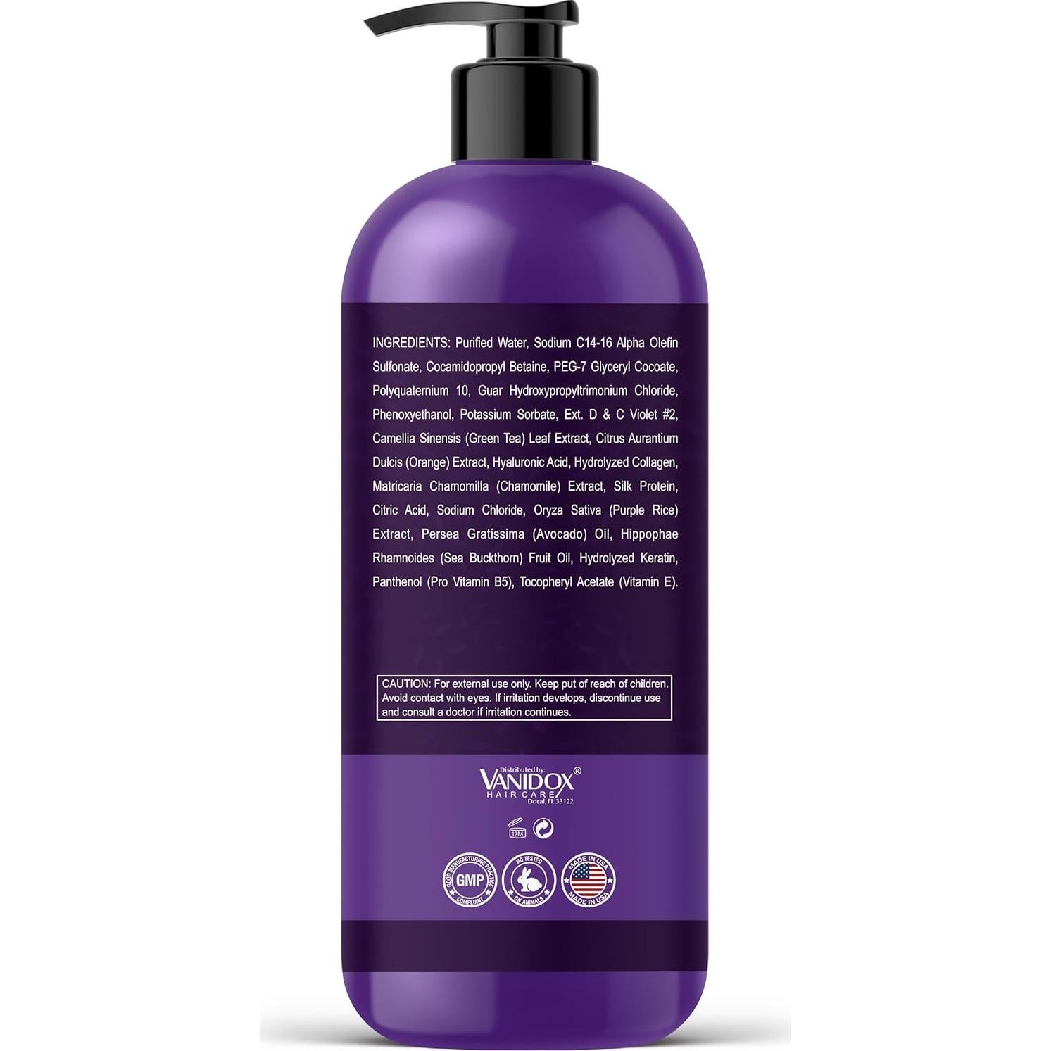 Champú Morado Sin Sulfatos Vanidox 473 ml - Para Rubias y Mechas