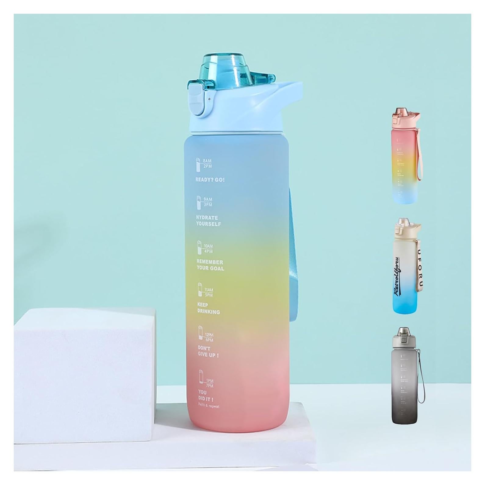 Botella de Agua DEARART 946ml Azul con Marcador de Tiempo