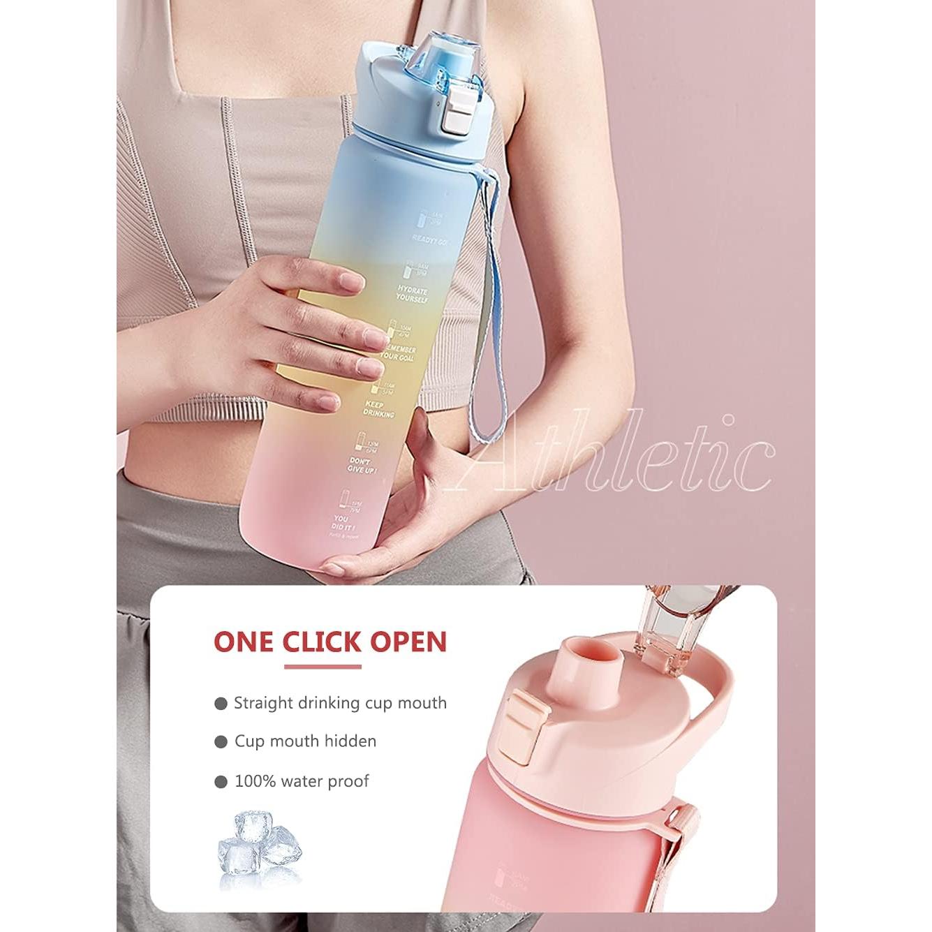 Botella de Agua DEARART 946ml Azul con Marcador de Tiempo