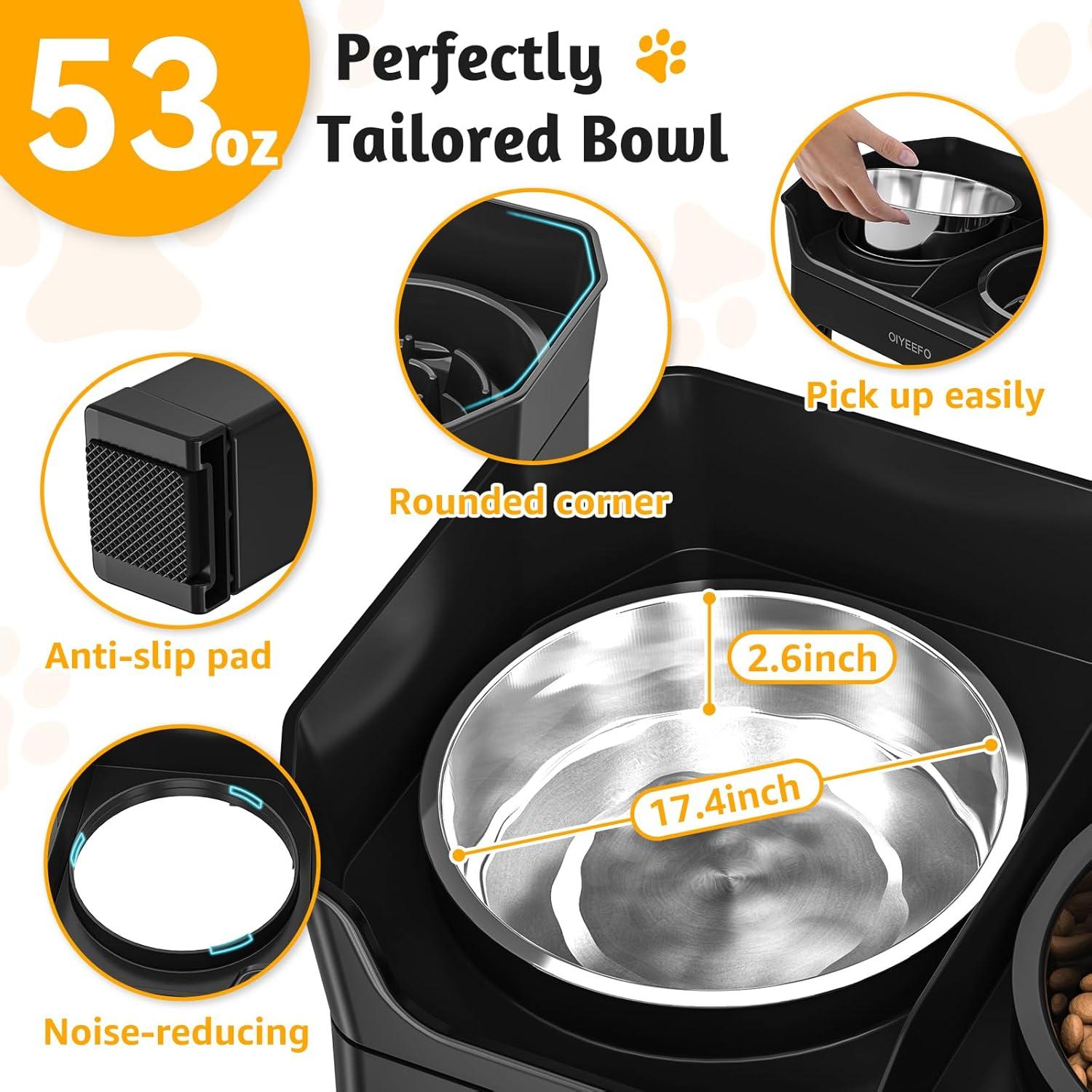 Cuencos Elevados para Perros OIYEEFO 4 en 1 Ajustables 16-37 cm