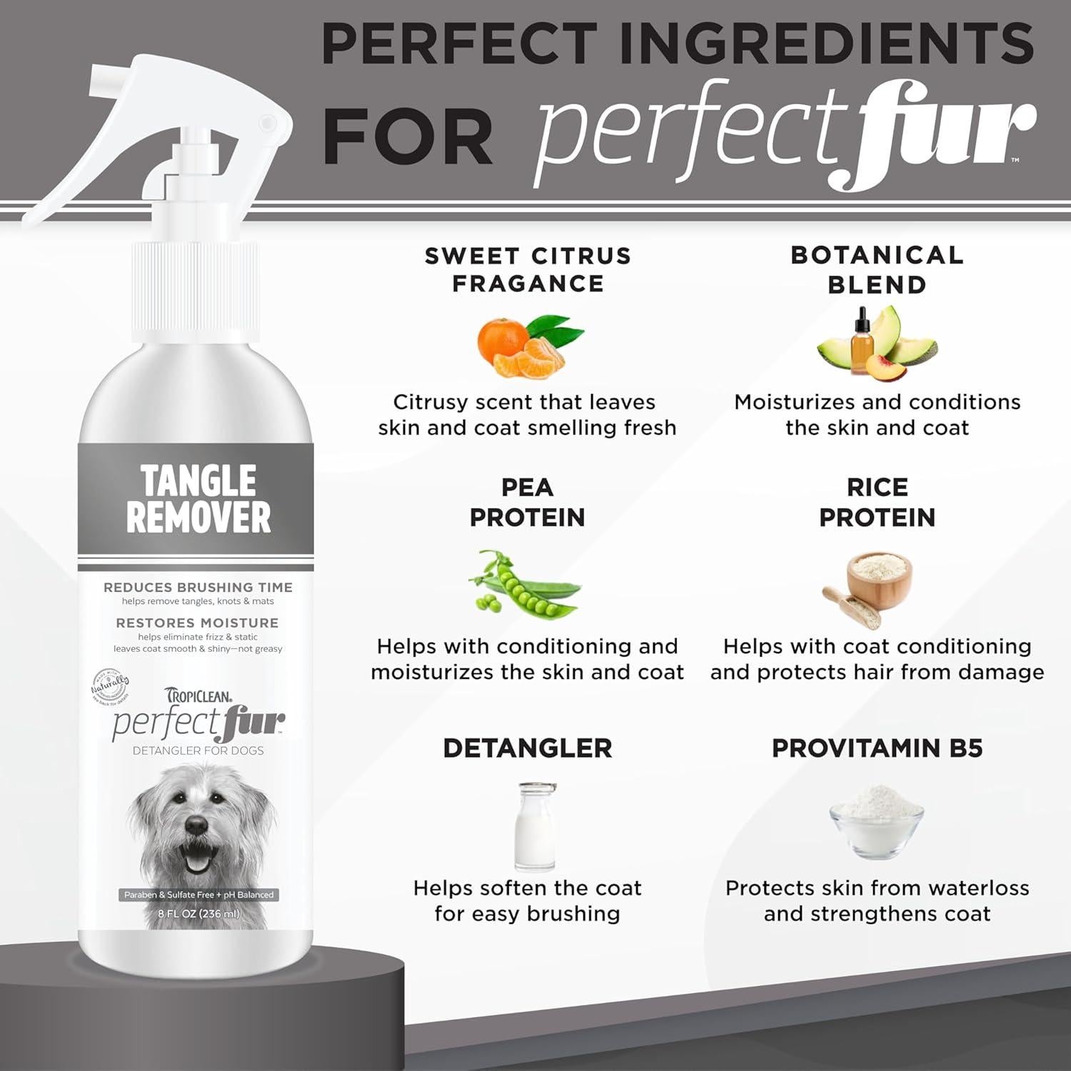 Spray Desenredante TropiClean Perfect Fur 236.6 ml - Para Perros