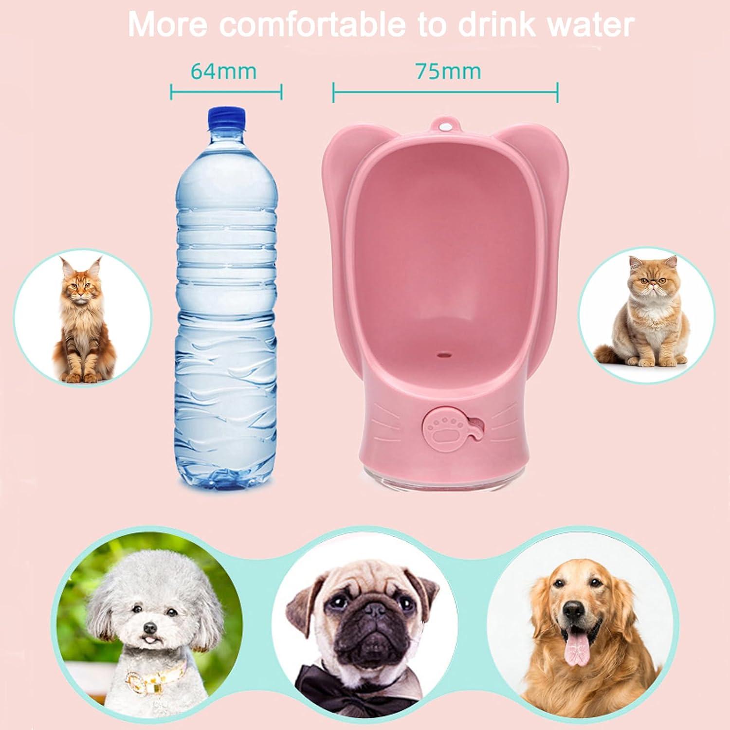 Botella de Agua y Comida para Mascotas Crisque Rosa 350ml