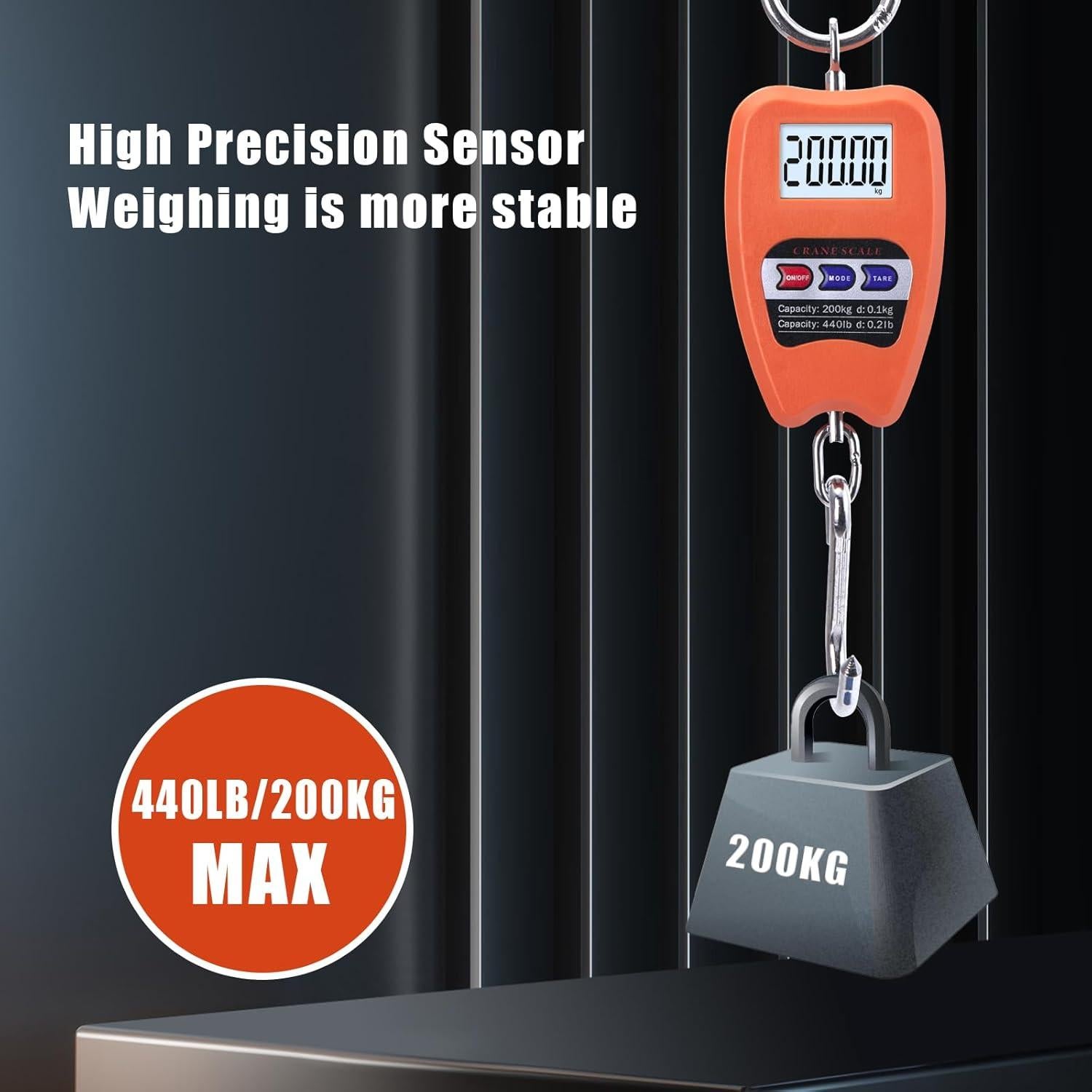 Balanza Digital Colgante Goture 200kg Pantalla LED Portátil